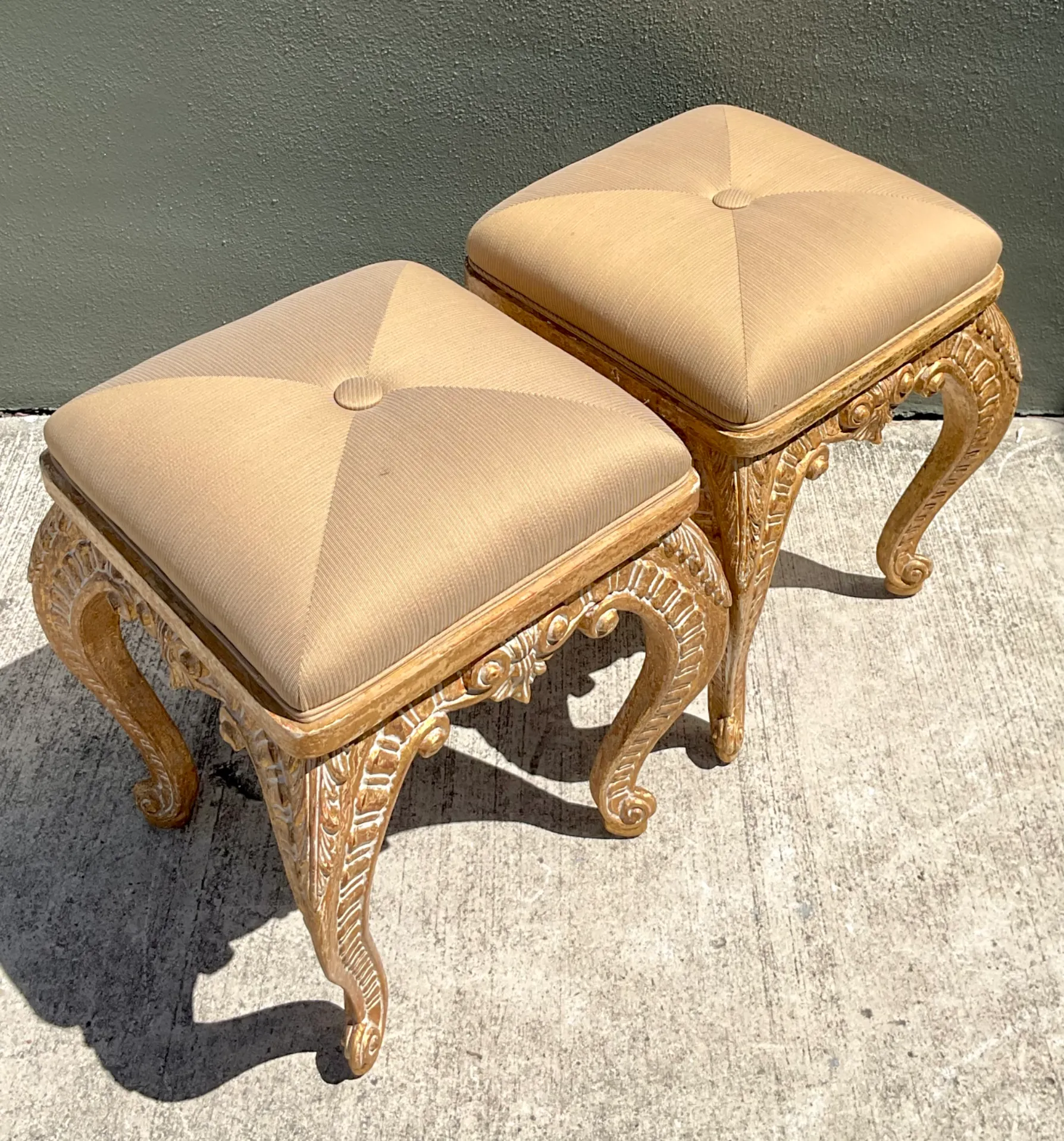 Vintage Casa D’Arte Paoletti Carved Wood Low Stools — additional photo 8
