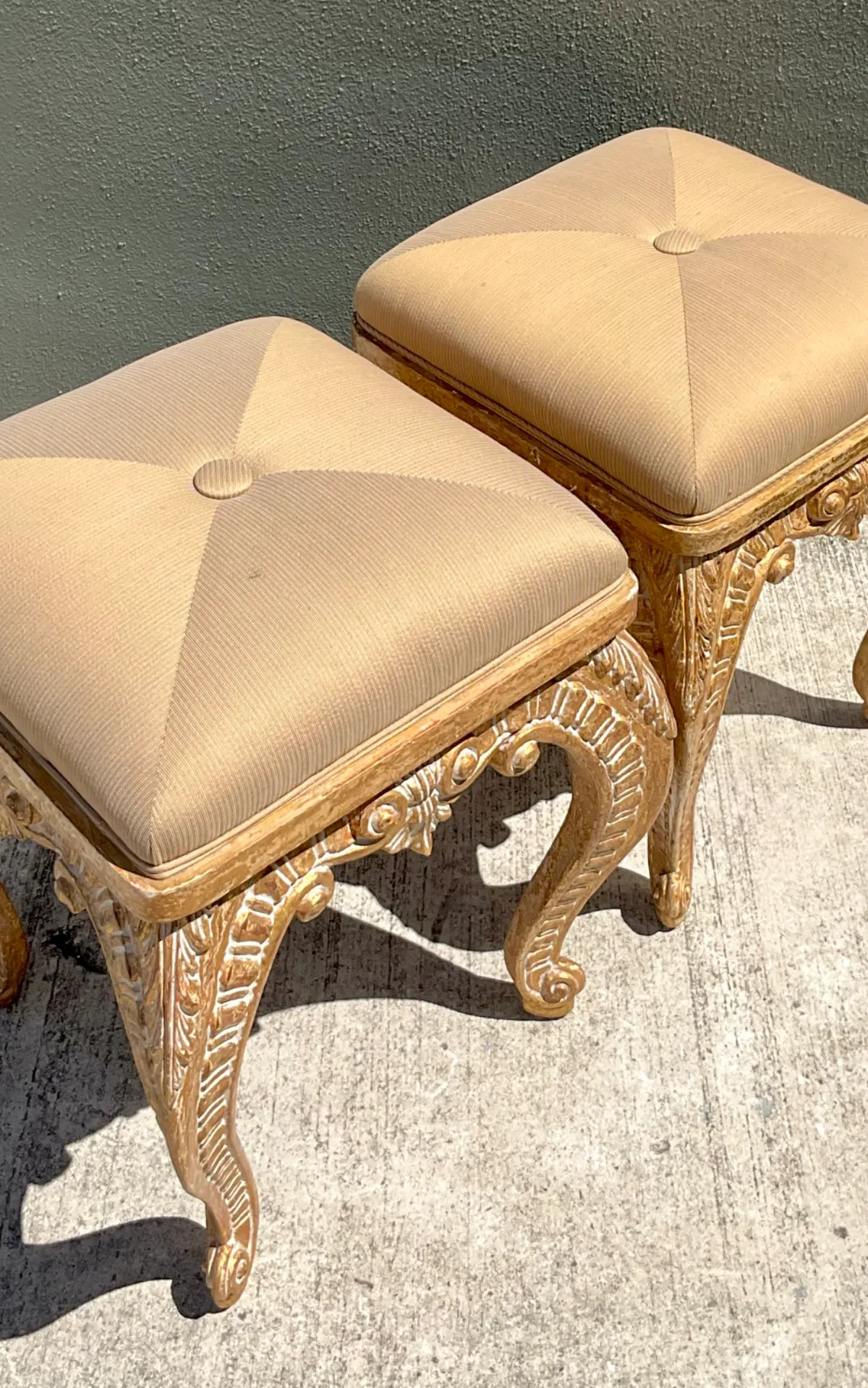 Vintage Casa D’Arte Paoletti Carved Wood Low Stools — additional photo 8