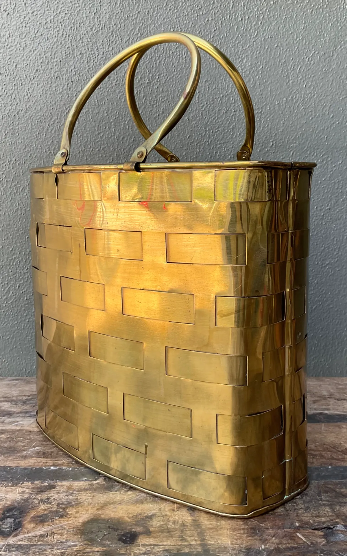 Vintage Brass Woven Basket — additional photo 2