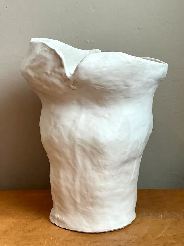 Vintage Biomorphic Sculptural White Ceramic Vase — additional photo 1
