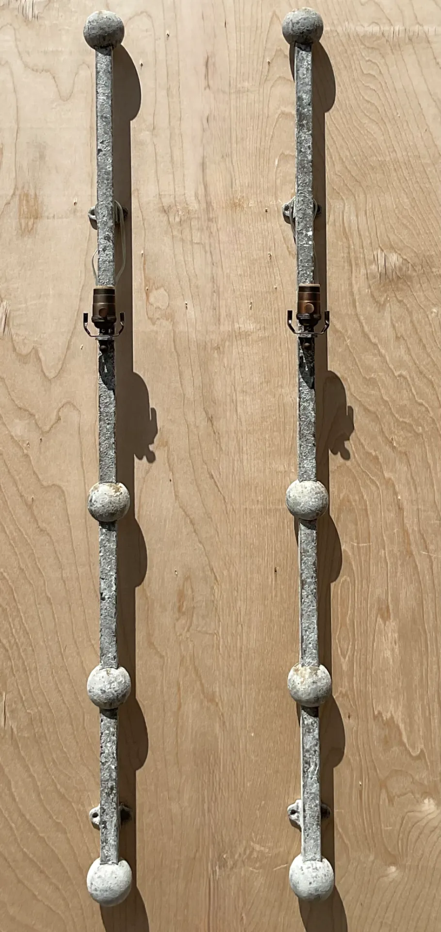 Vintage Metal Ball Finial Wall Sconces - A Pair — additional photo 2