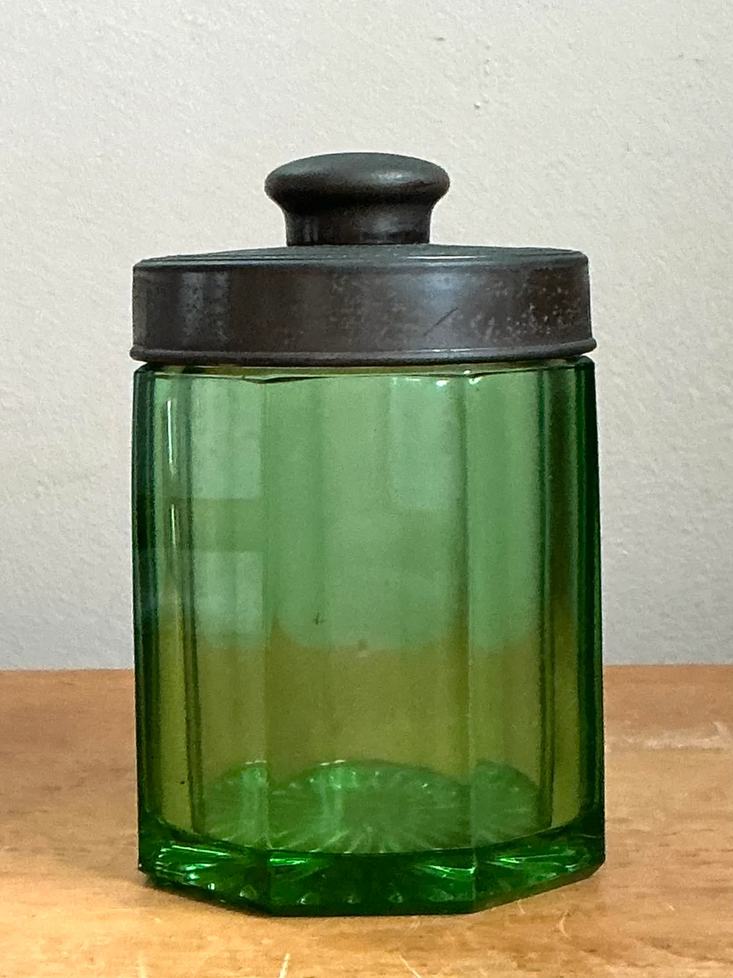 Vintage Octagonal Green Glass Canister — additional photo 6