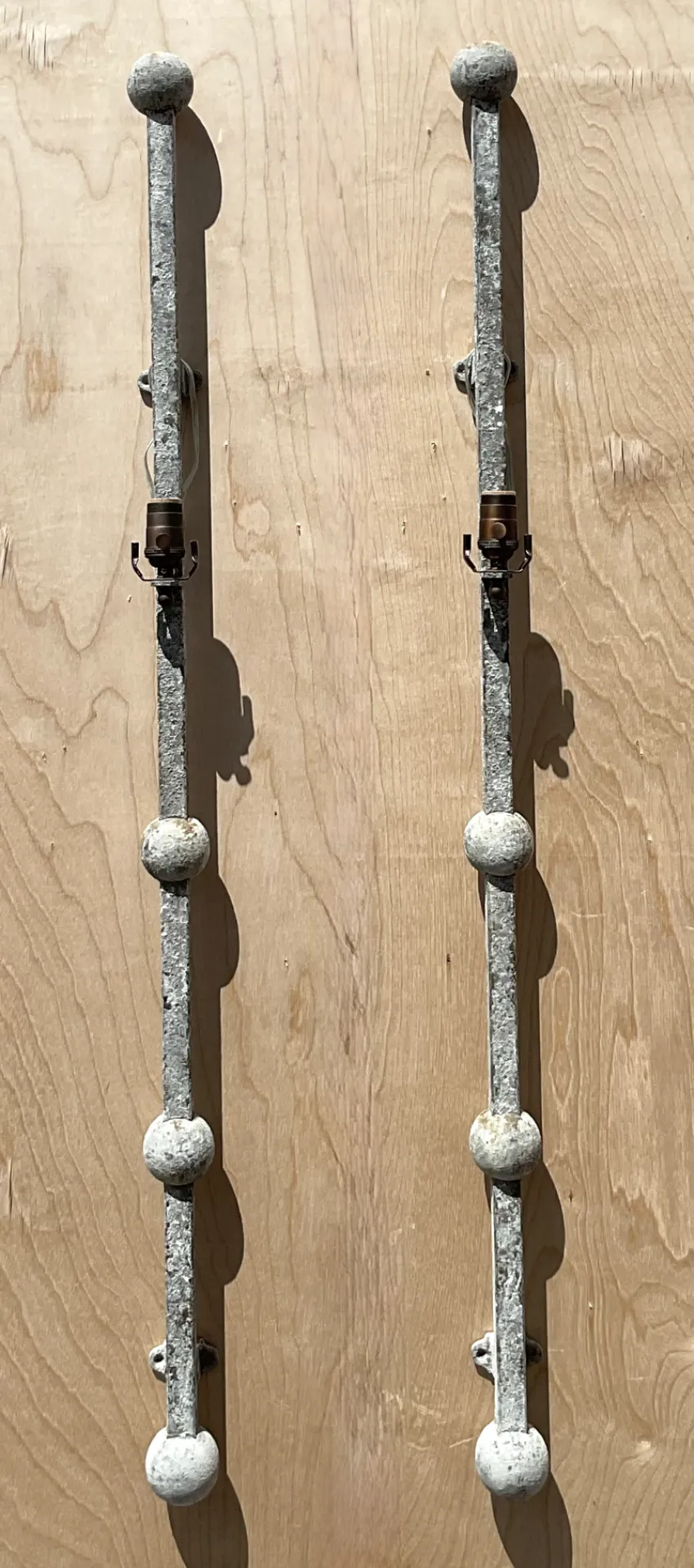 Vintage Metal Ball Finial Wall Sconces - A Pair — additional photo 4