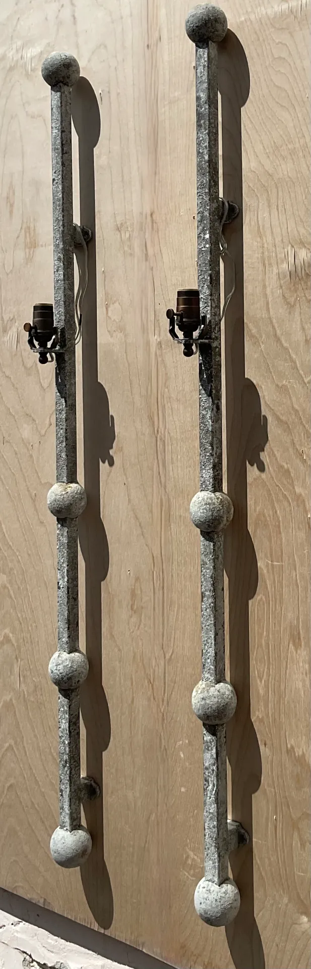 Vintage Metal Ball Finial Wall Sconces - A Pair — additional photo 5