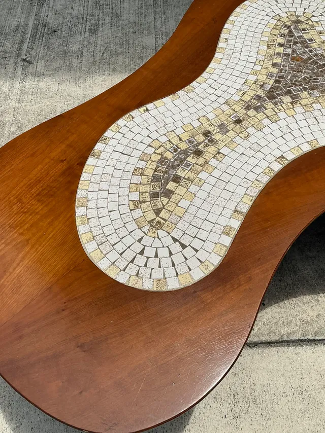 Vintage Biomorphic Mosaic Top Coffee Table — additional photo 1