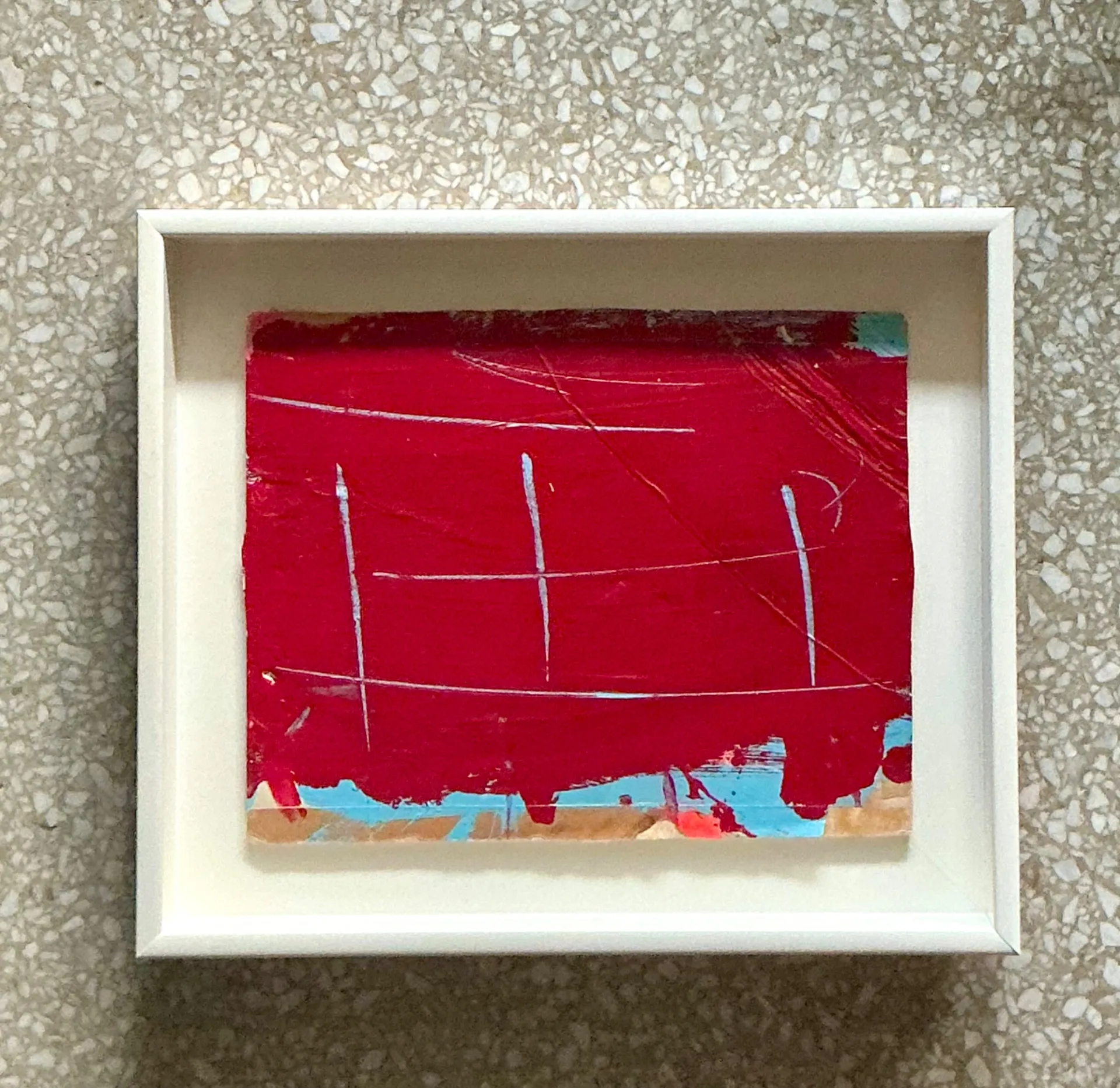 Vintage Framed Red Abstract Painting — additional photo 2