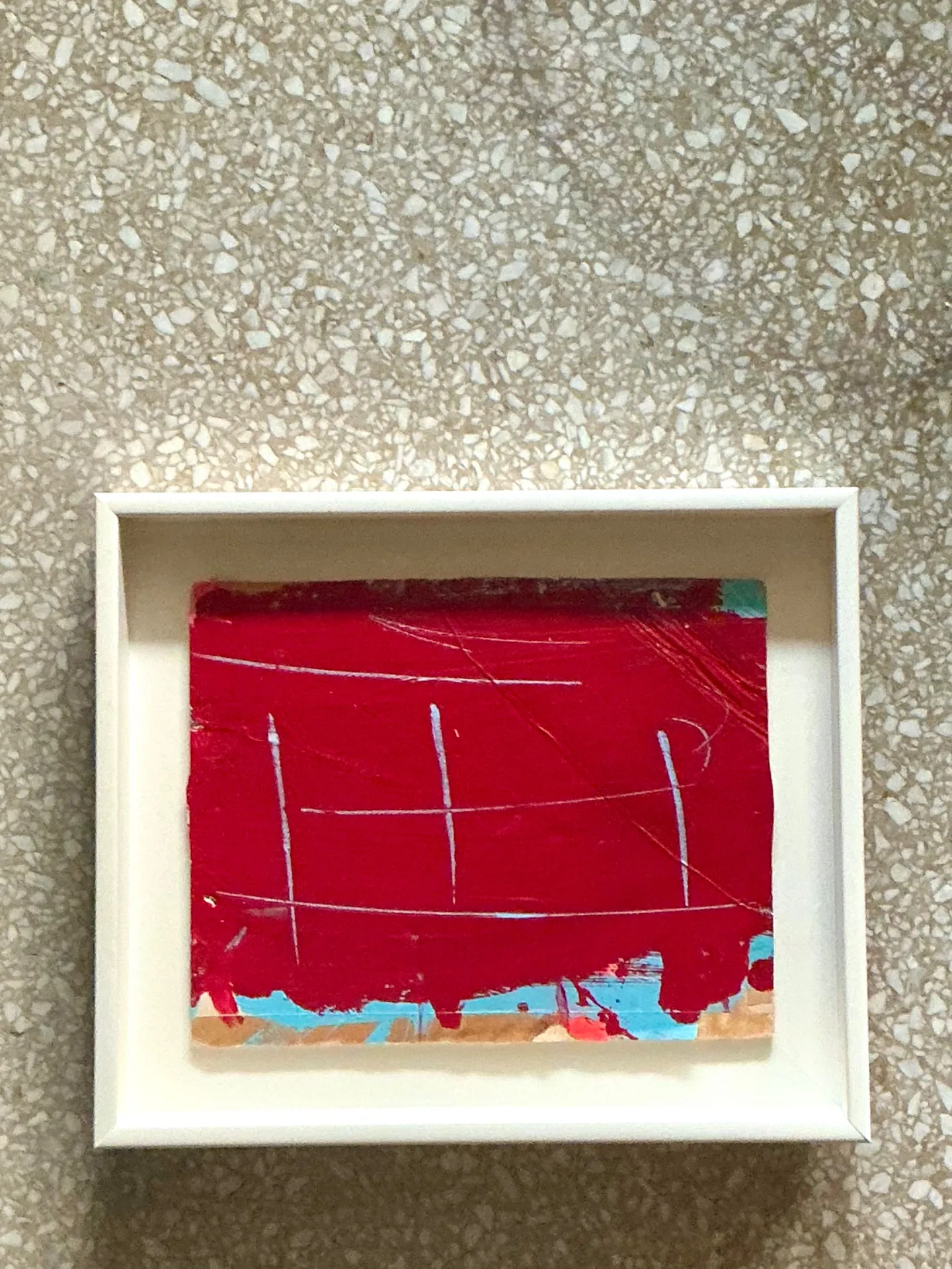 Vintage Framed Red Abstract Painting — additional photo 4