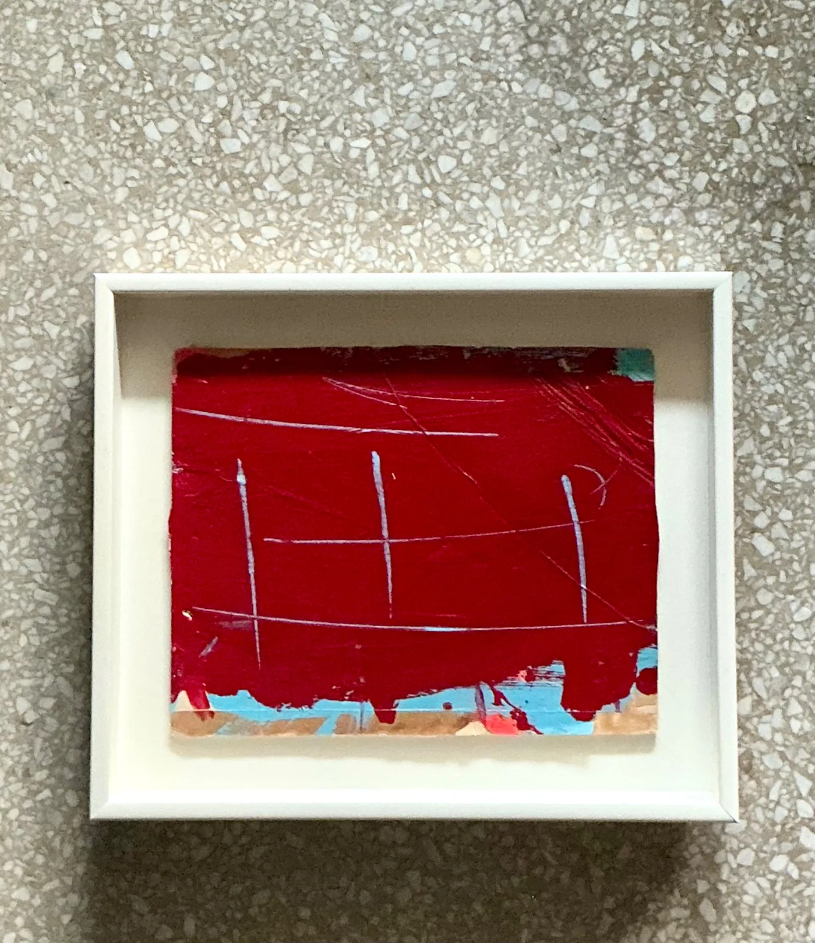 Vintage Framed Red Abstract Painting — additional photo 7
