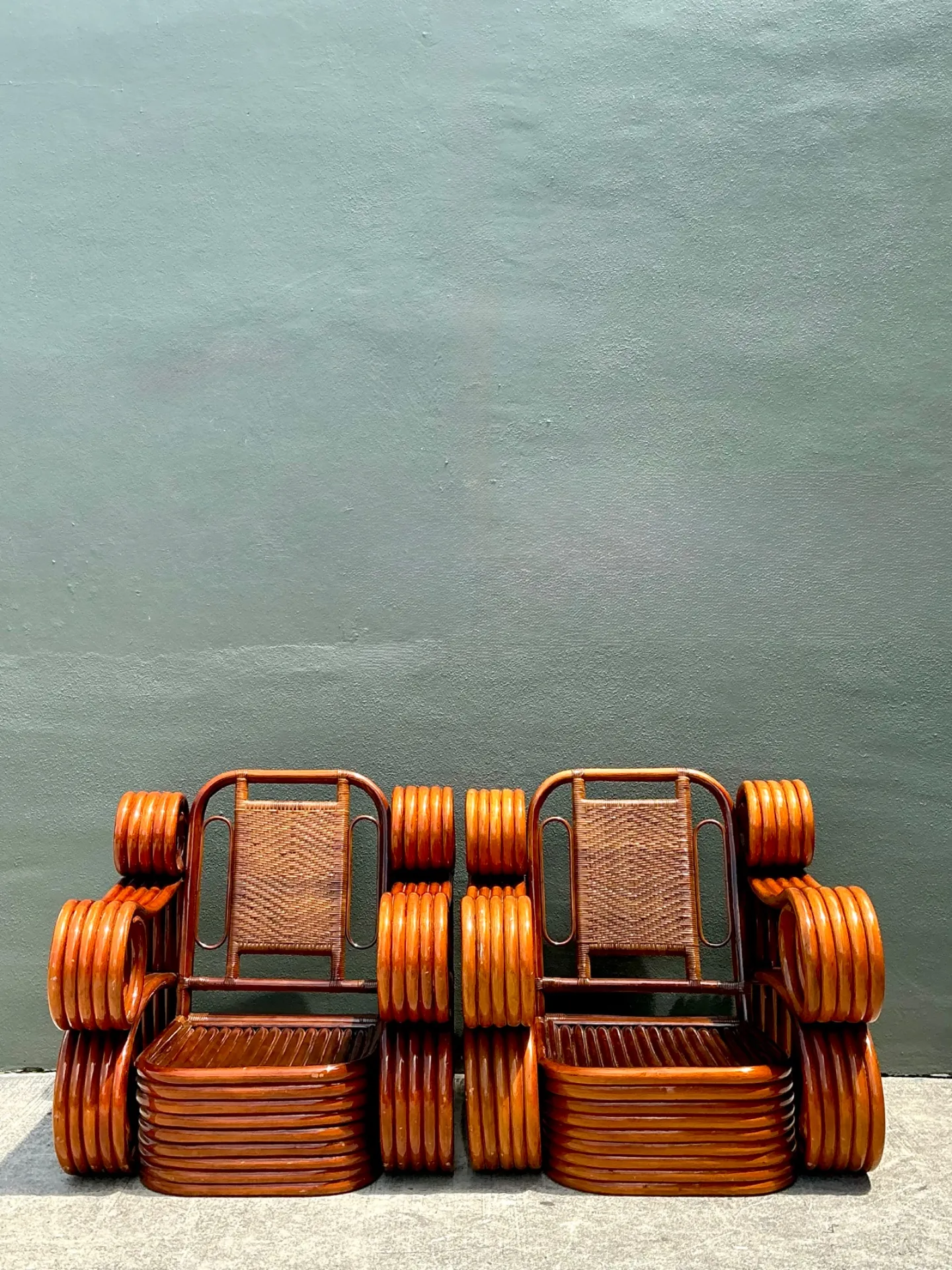 Vintage Italian Sculptural Rattan And Cane Lounge Chairs - A Pair — additional photo 3