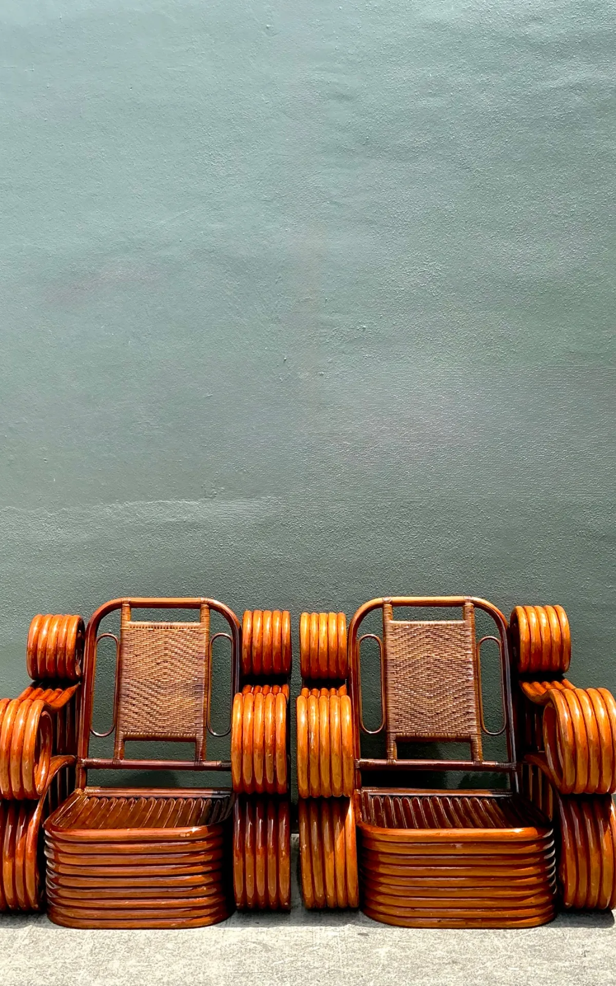 Vintage Italian Sculptural Rattan And Cane Lounge Chairs - A Pair — additional photo 3