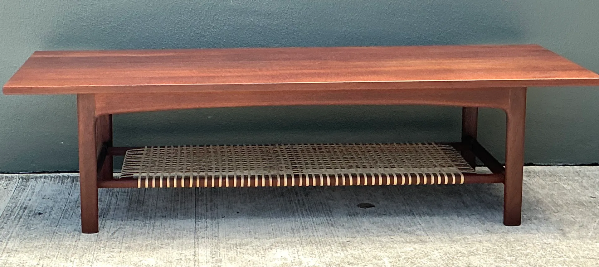 Vintage Swedish Dux Woven Leather And Teak Coffee Table — additional photo 4