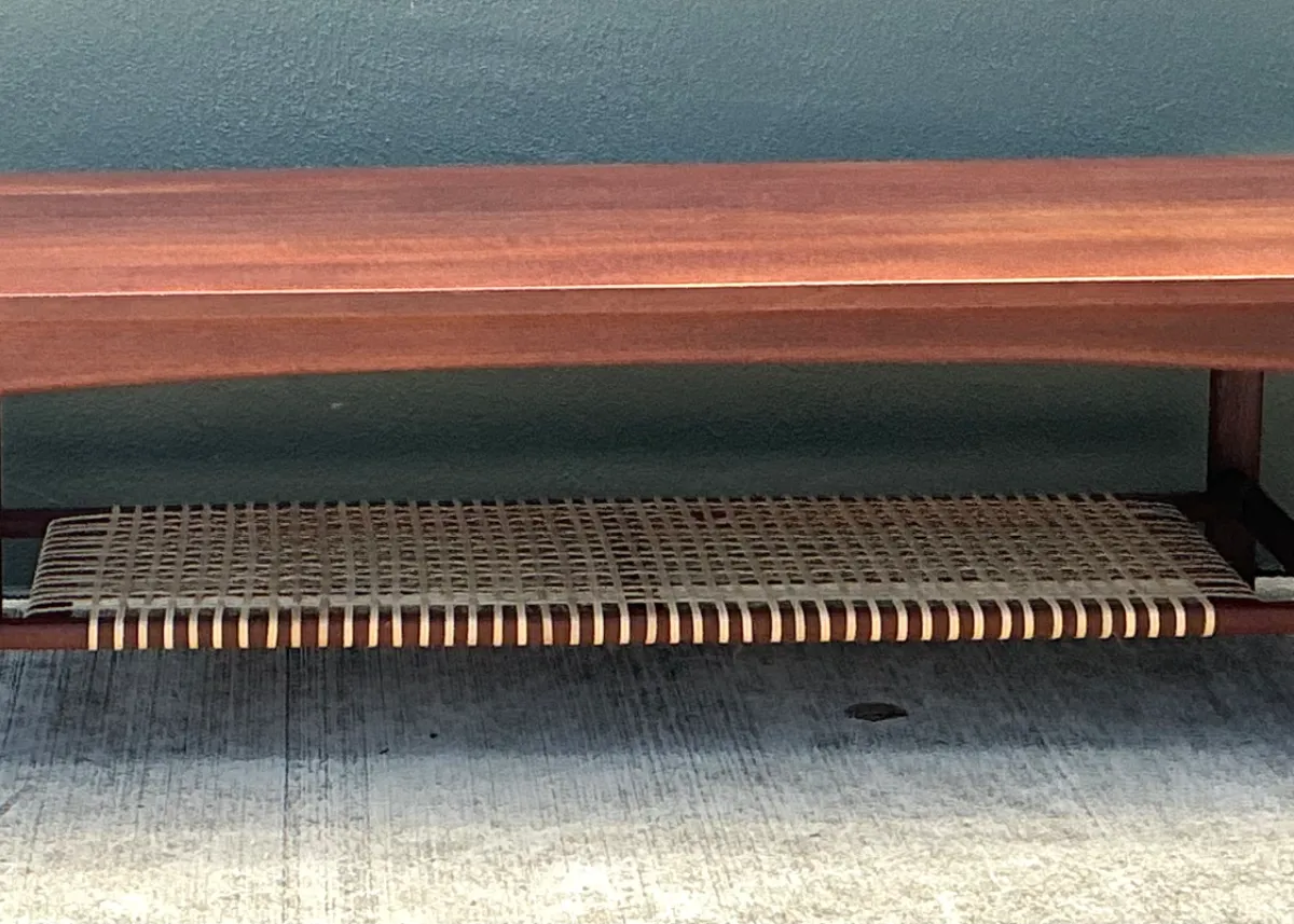Vintage Swedish Dux Woven Leather And Teak Coffee Table — additional photo 4