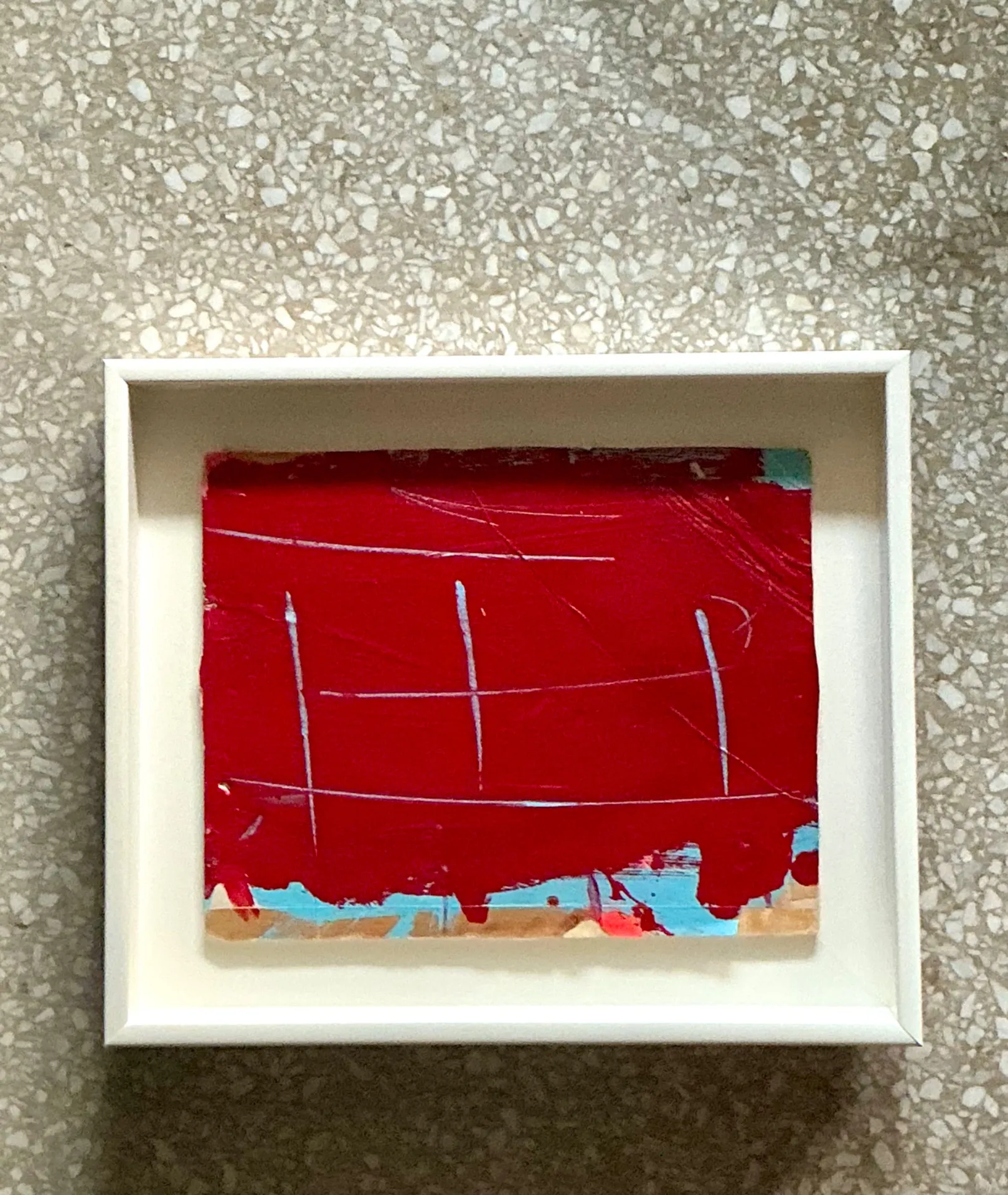 Vintage Framed Red Abstract Painting — additional photo 1