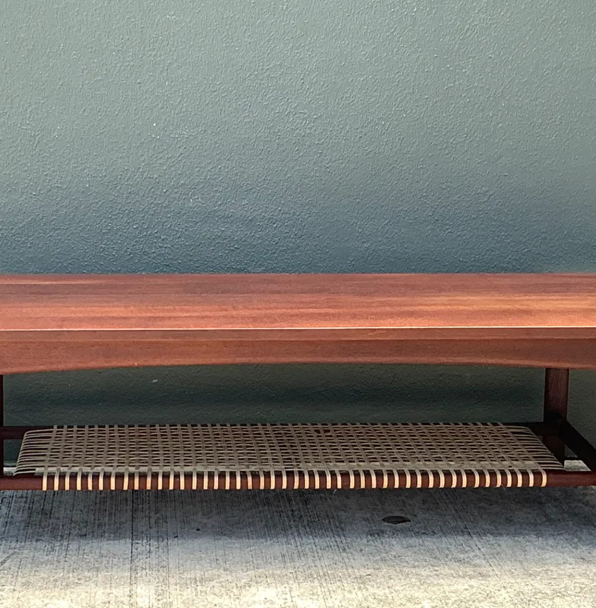 Vintage Swedish Dux Woven Leather And Teak Coffee Table — additional photo 3