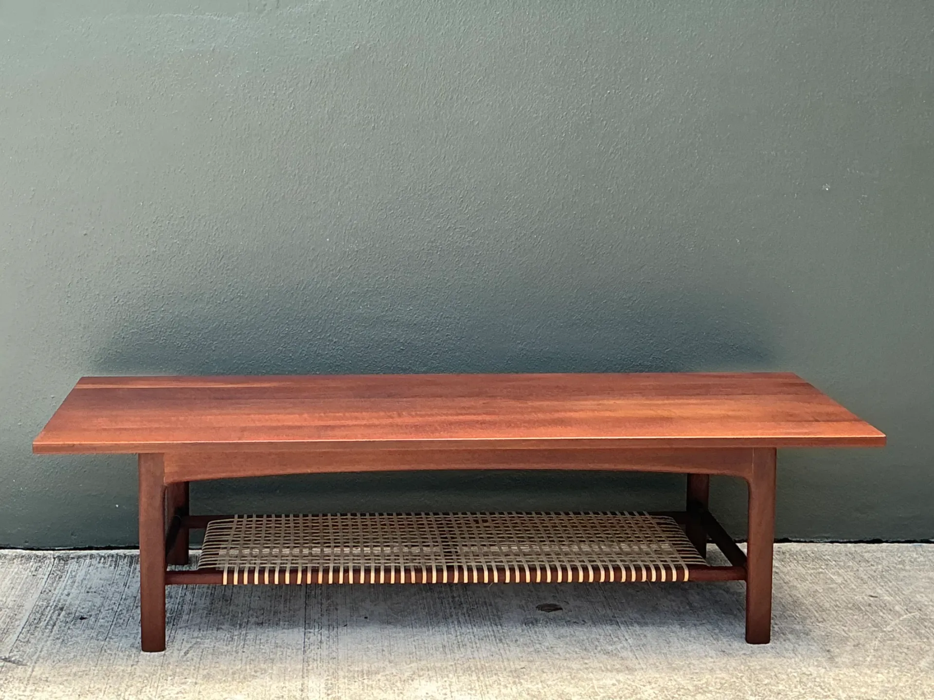 Vintage Swedish Dux Woven Leather And Teak Coffee Table — additional photo 1