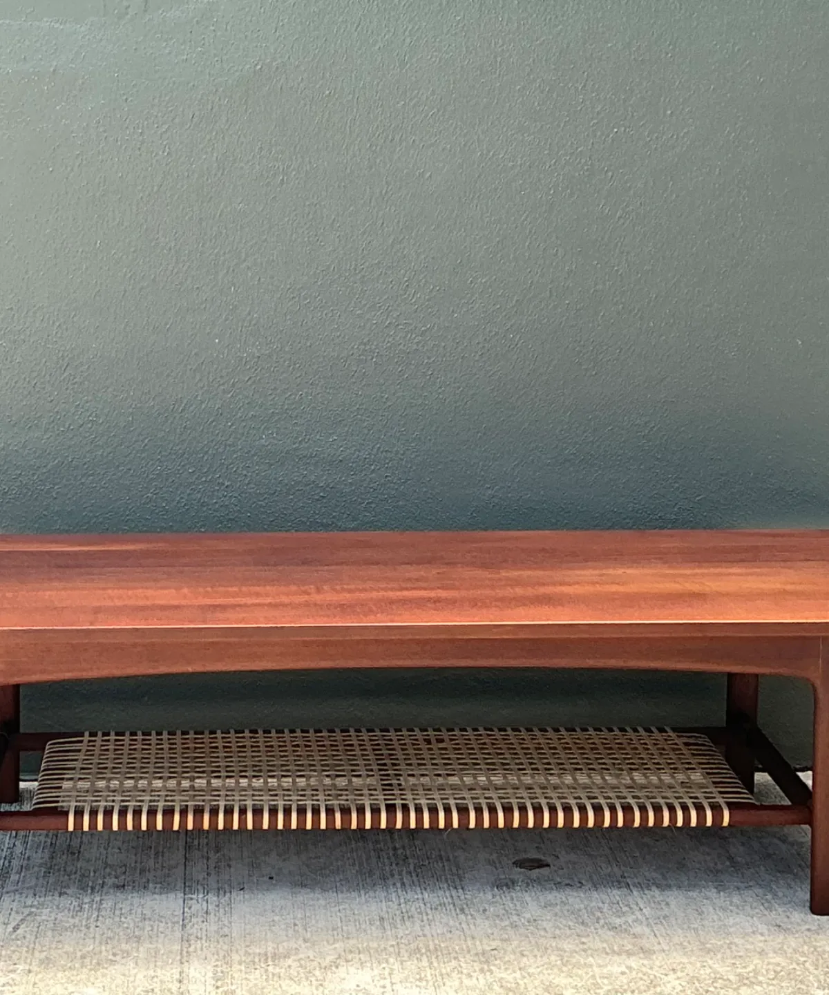 Vintage Swedish Dux Woven Leather And Teak Coffee Table — additional photo 1