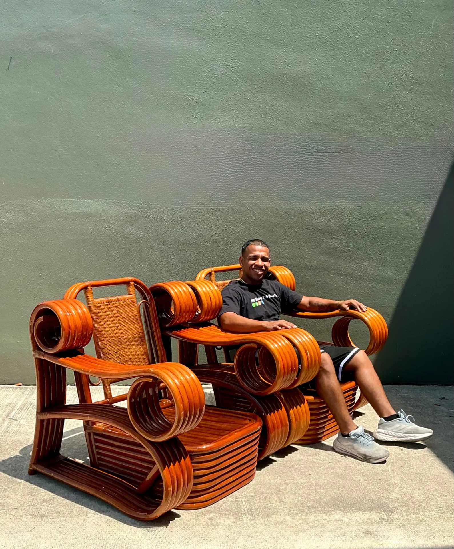 Vintage Italian Sculptural Rattan And Cane Lounge Chairs - A Pair — additional photo 4
