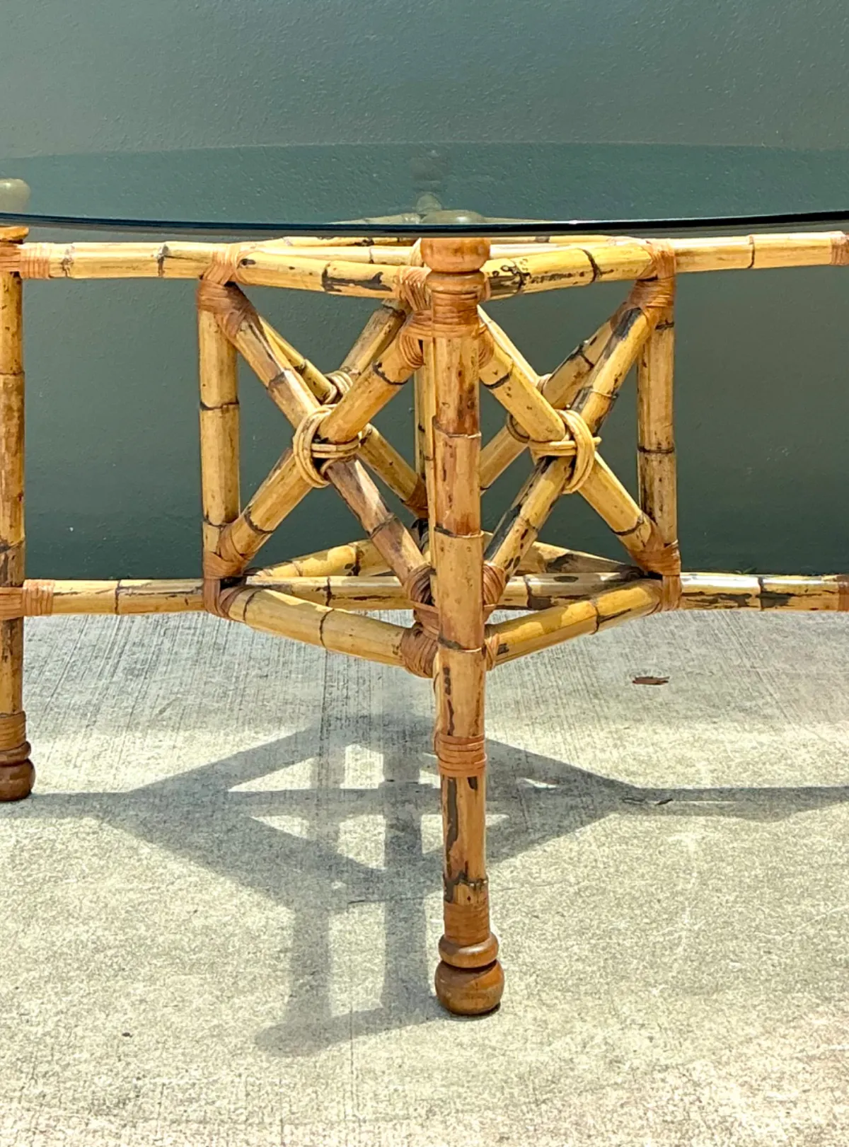 Vintage Bamboo and Glass Dining Table — additional photo 2