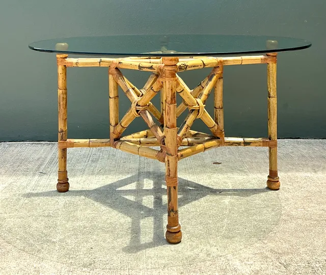Vintage Bamboo and Glass Dining Table — additional photo 2