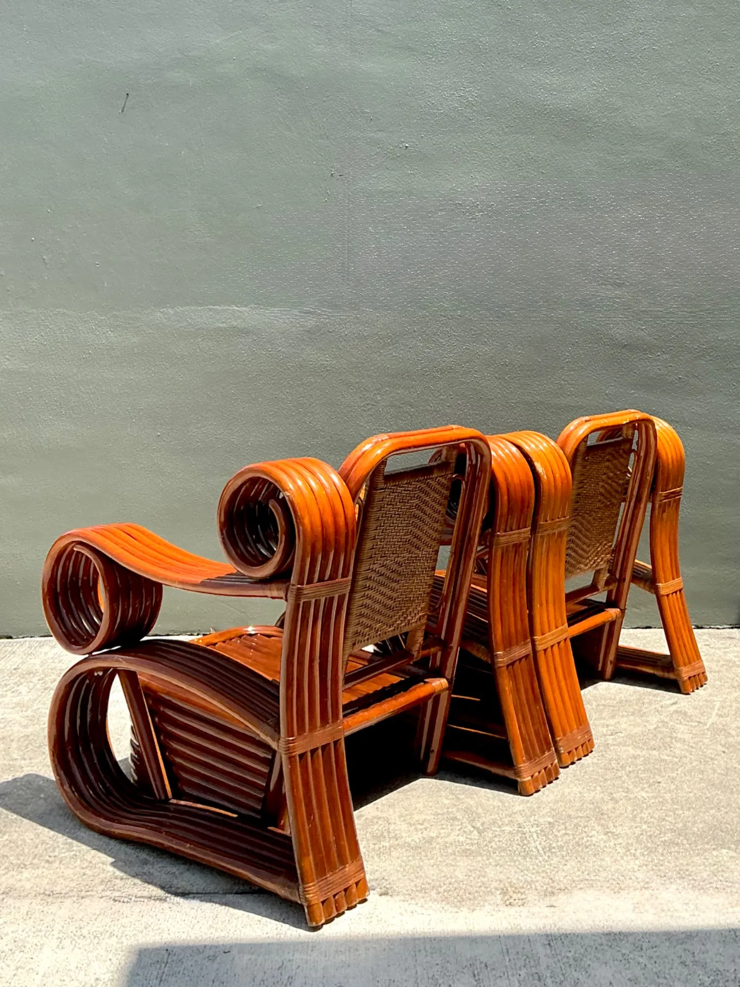 Vintage Italian Sculptural Rattan And Cane Lounge Chairs - A Pair — additional photo 1