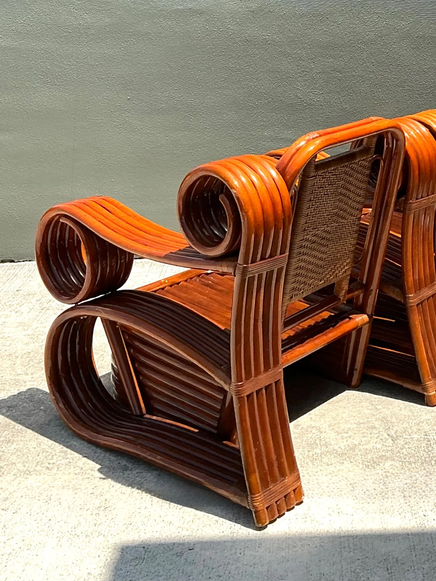 Vintage Italian Sculptural Rattan And Cane Lounge Chairs - A Pair — additional photo 2