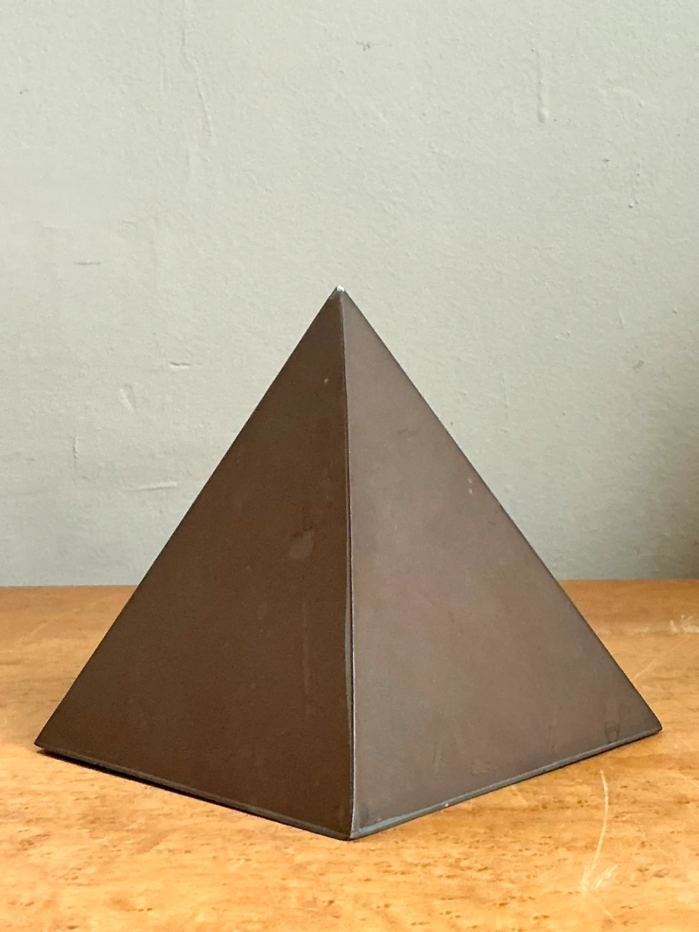 Vintage Sarreid Patinated Metal Pyramid Sculpture — additional photo 2