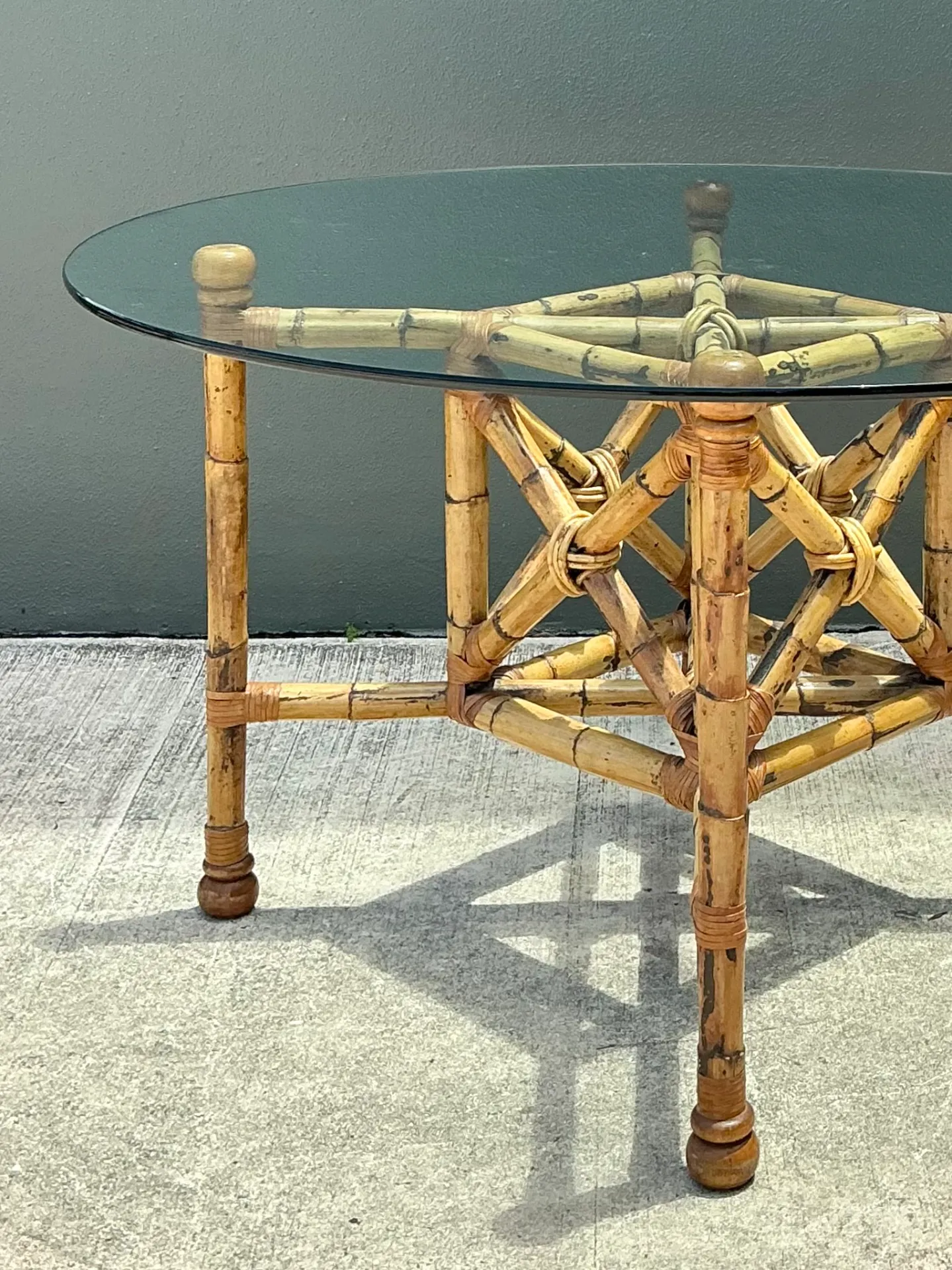 Vintage Bamboo and Glass Dining Table — additional photo 4