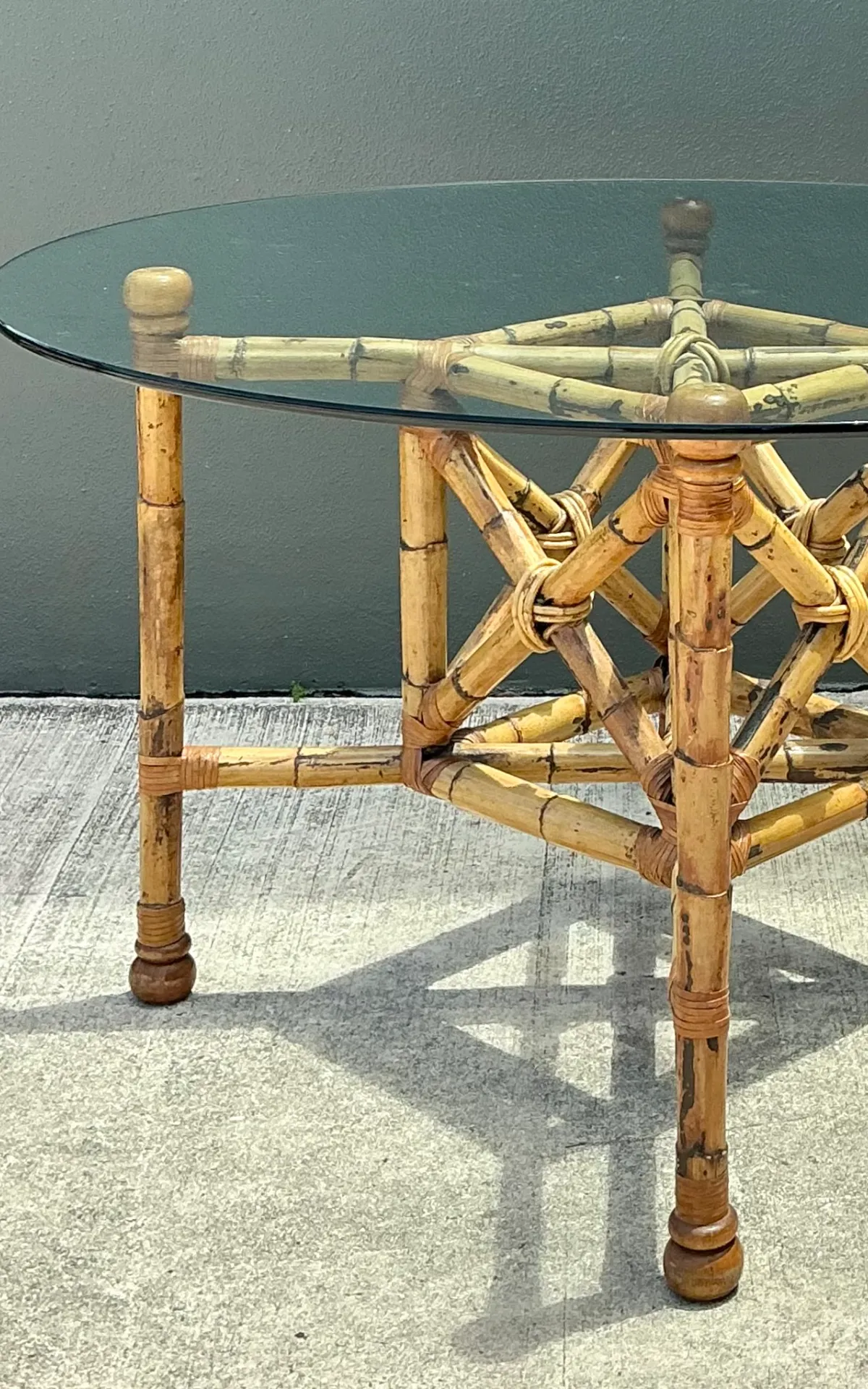 Vintage Bamboo and Glass Dining Table — additional photo 4