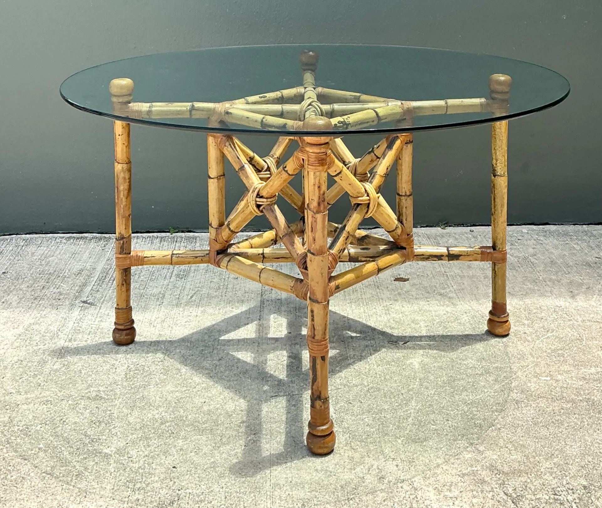 Vintage Bamboo and Glass Dining Table — additional photo 7