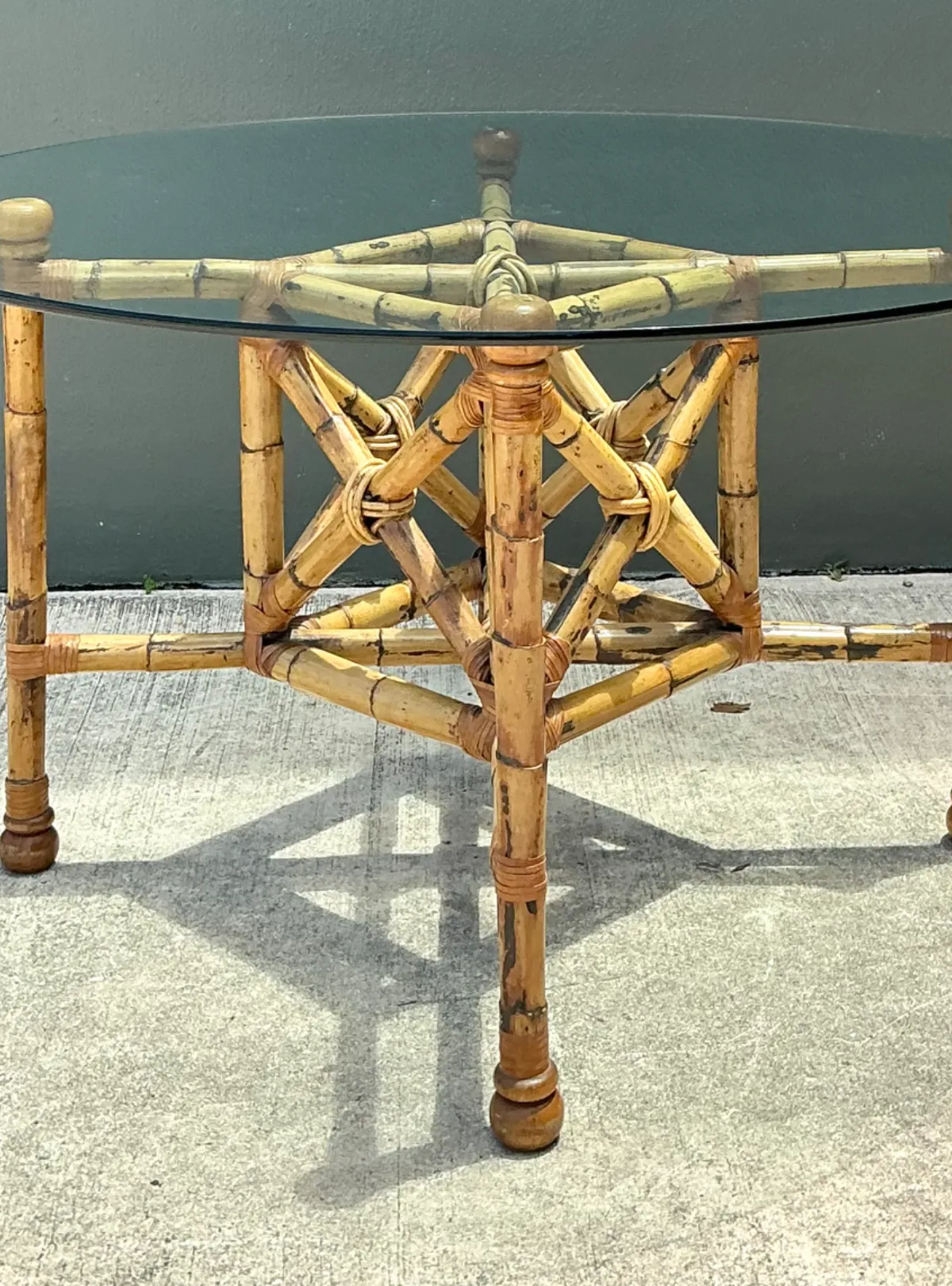 Vintage Bamboo and Glass Dining Table — additional photo 7