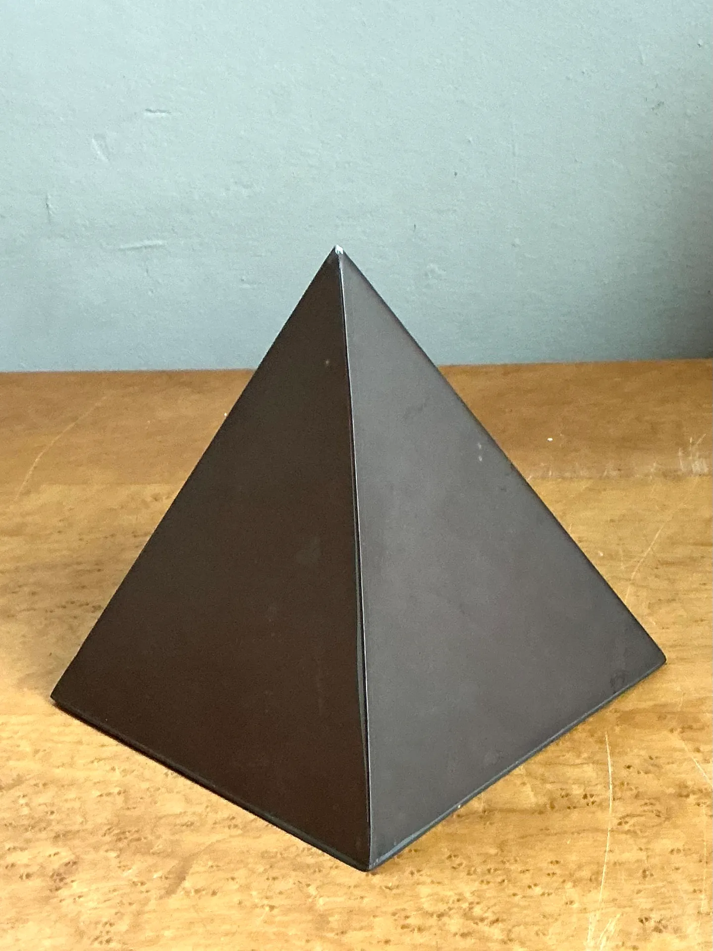 Vintage Sarreid Patinated Metal Pyramid Sculpture — additional photo 3