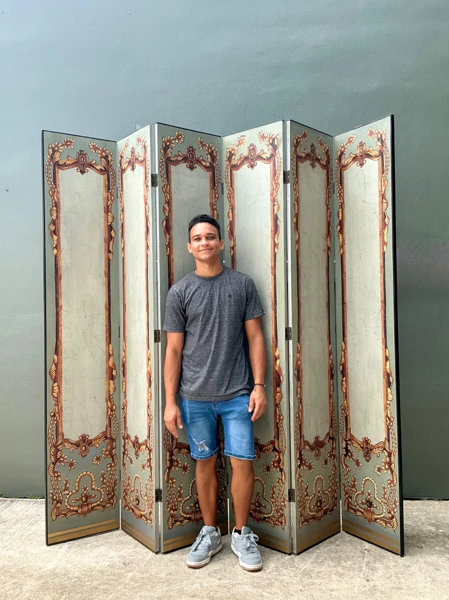 Vintage Neoclassical Paper Folding Screen — additional photo 2