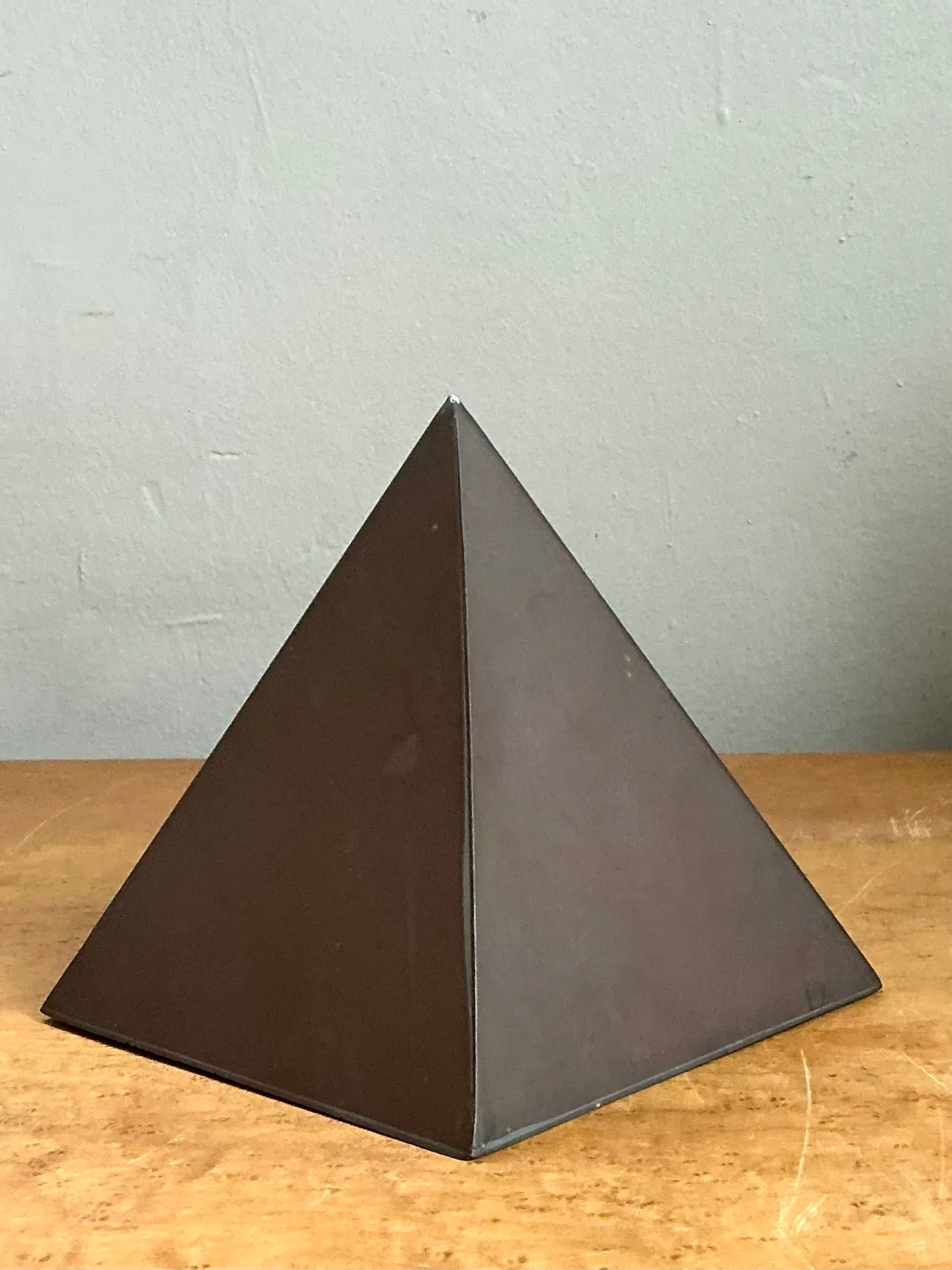Vintage Sarreid Patinated Metal Pyramid Sculpture — additional photo 1
