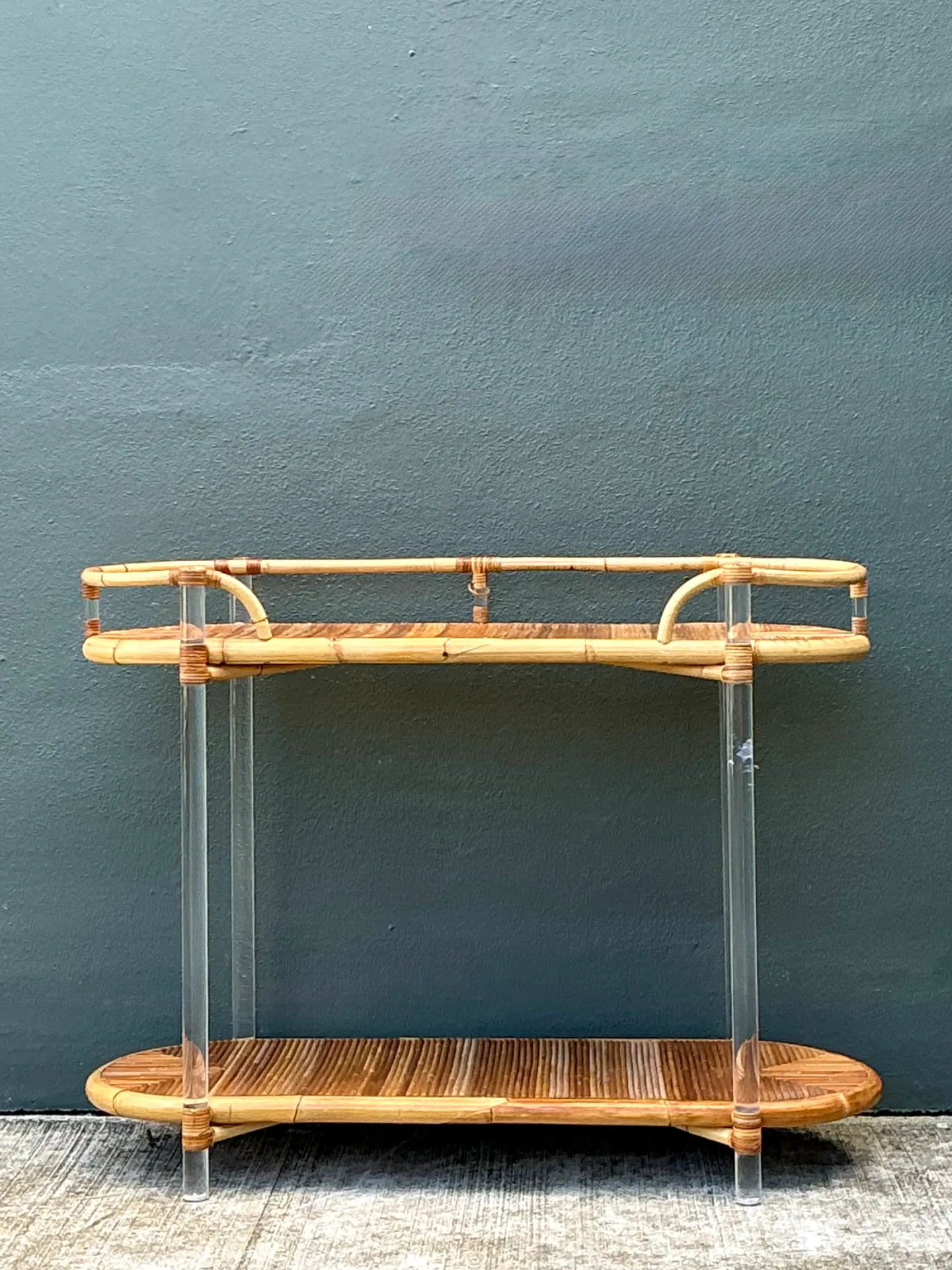 Vintage Selamat Lucite And Pencil Reed Console Table — additional photo 3