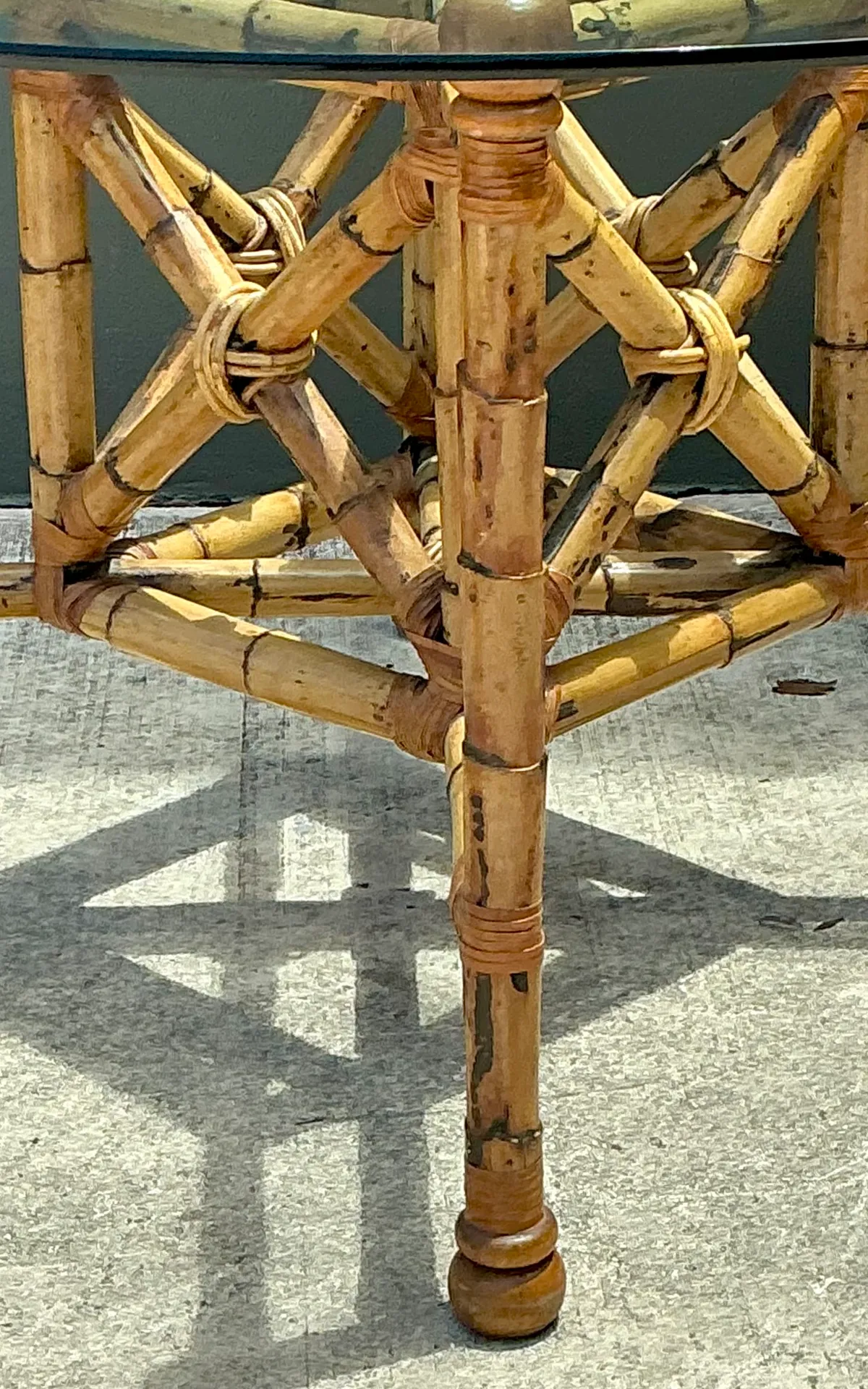 Vintage Bamboo and Glass Dining Table — additional photo 6
