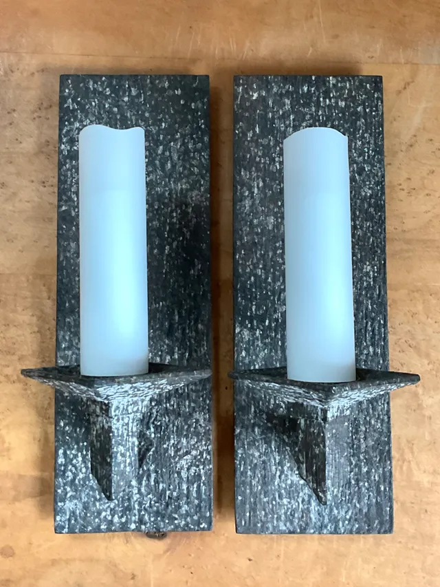 Vintage Frosted Glass and Metal Wall Sconces - A Pair — additional photo 6