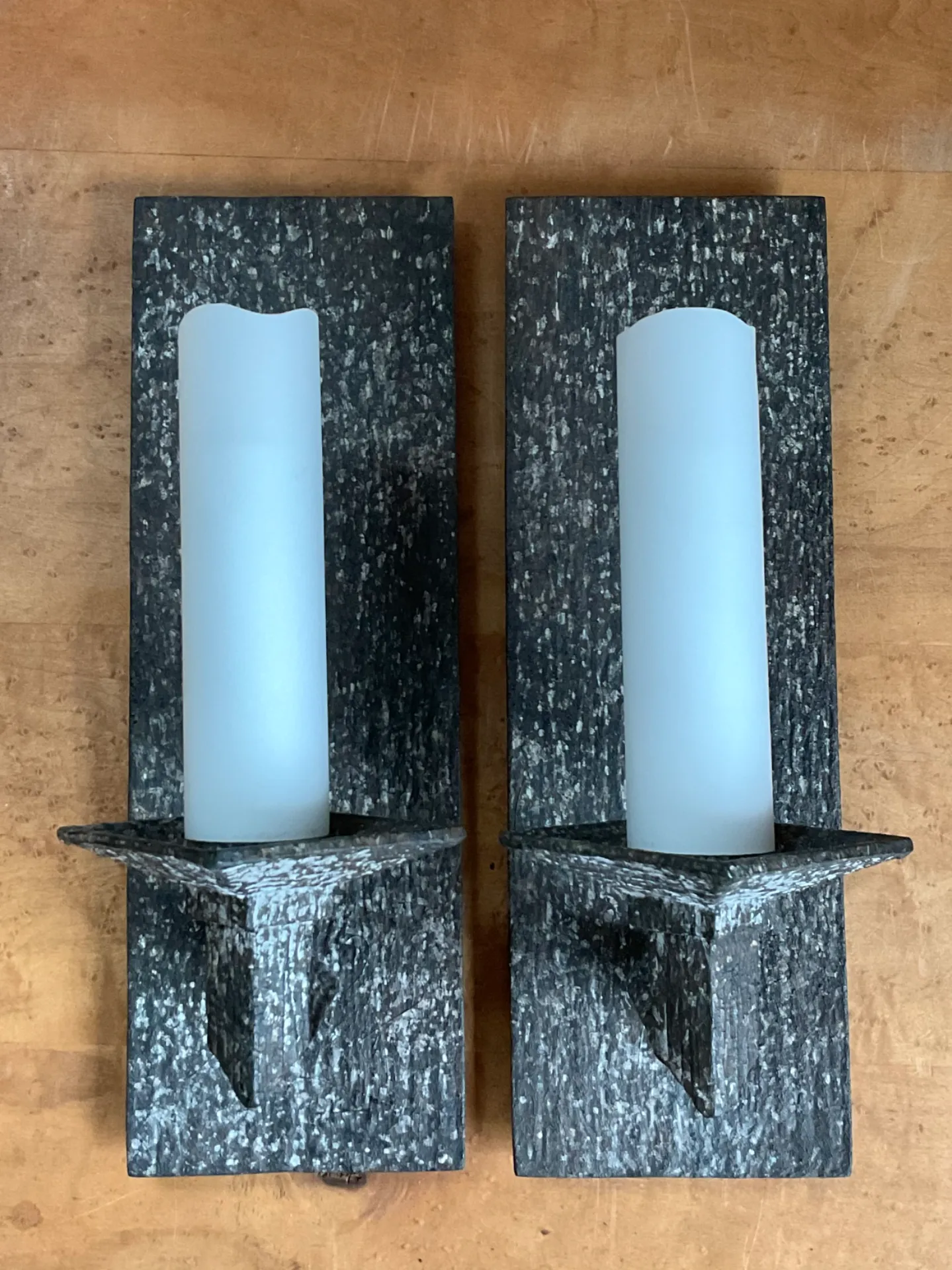 Vintage Frosted Glass and Metal Wall Sconces - A Pair — additional photo 4