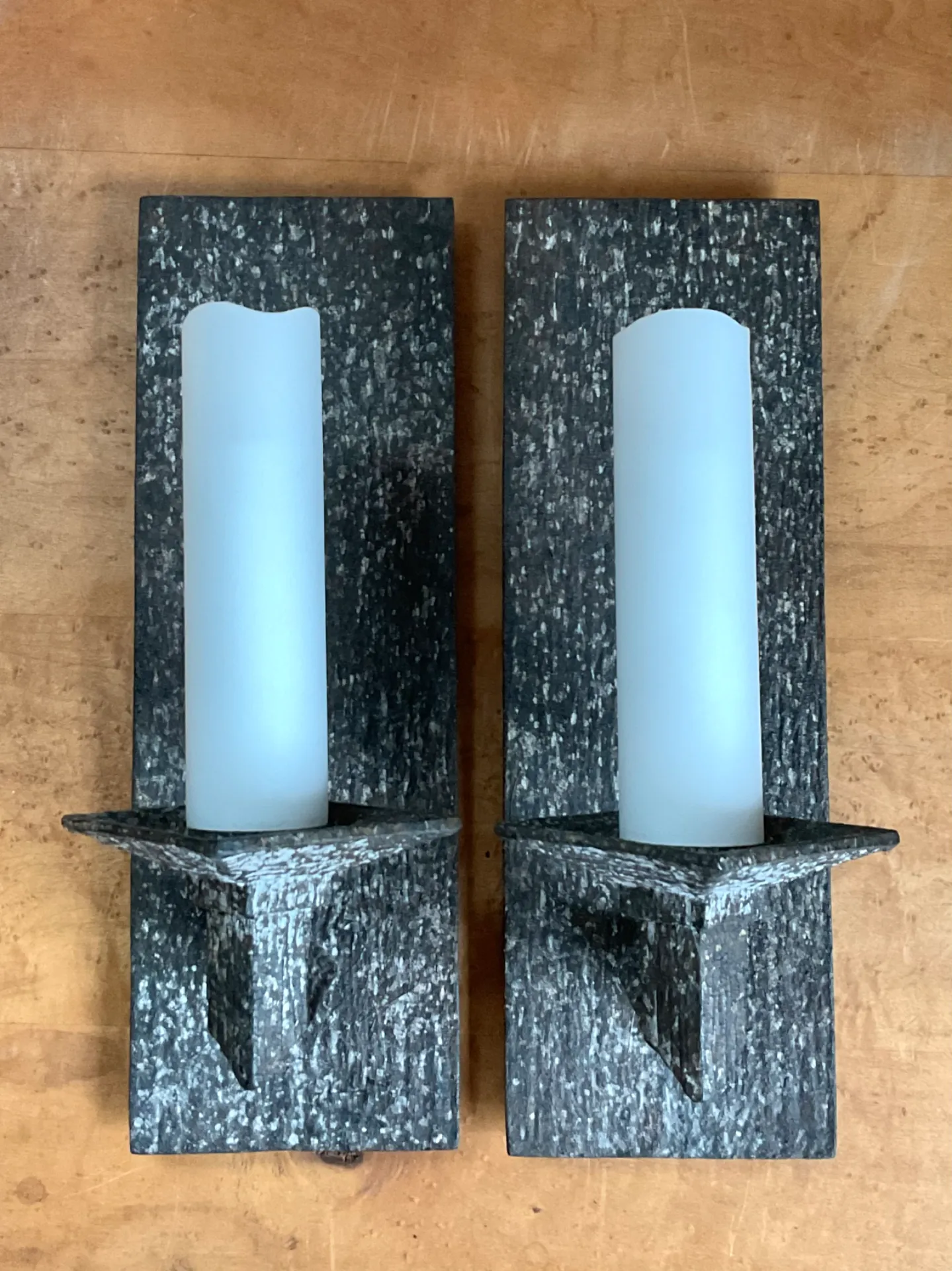 Vintage Frosted Glass and Metal Wall Sconces - A Pair — additional photo 1