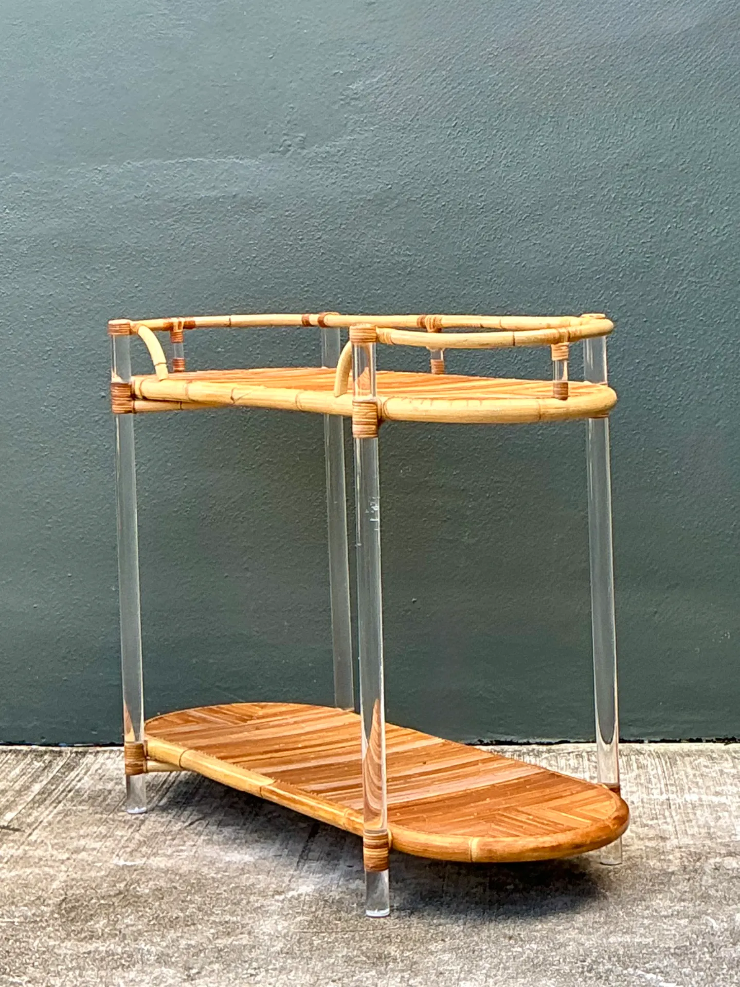 Vintage Selamat Lucite And Pencil Reed Console Table — additional photo 1