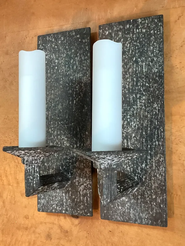 Vintage Frosted Glass and Metal Wall Sconces - A Pair — additional photo 2