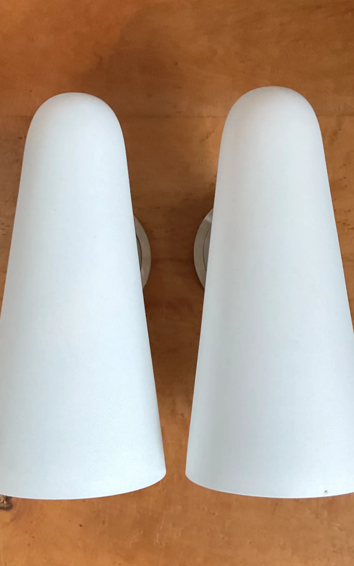 Vintage Frosted Glass Cone Wall Sconces - A Pair — additional photo 8