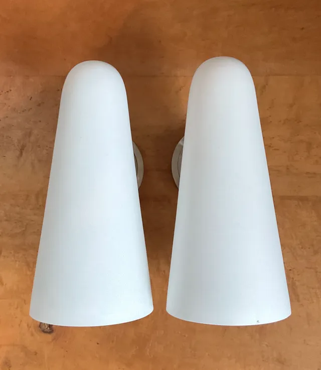 Vintage Frosted Glass Cone Wall Sconces - A Pair — additional photo 8