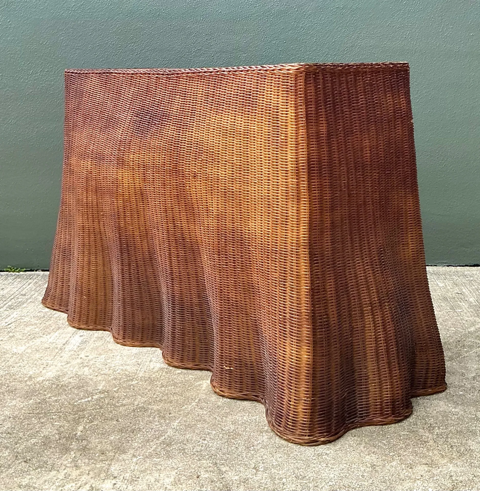 Vintage Woven Rattan Ghost Console Table — additional photo 5