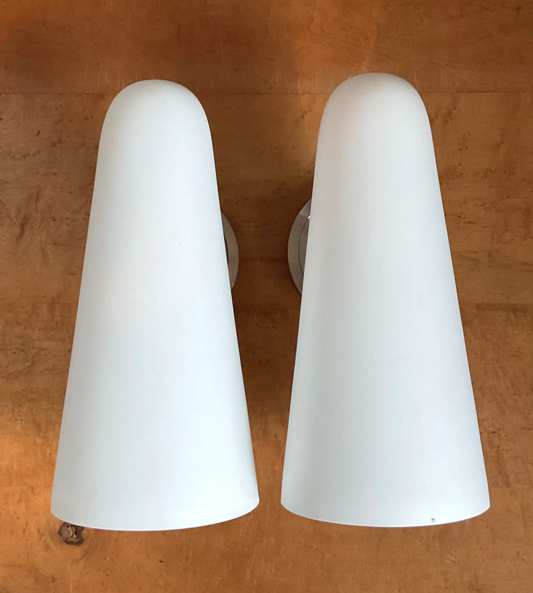 Vintage Frosted Glass Cone Wall Sconces - A Pair — additional photo 1