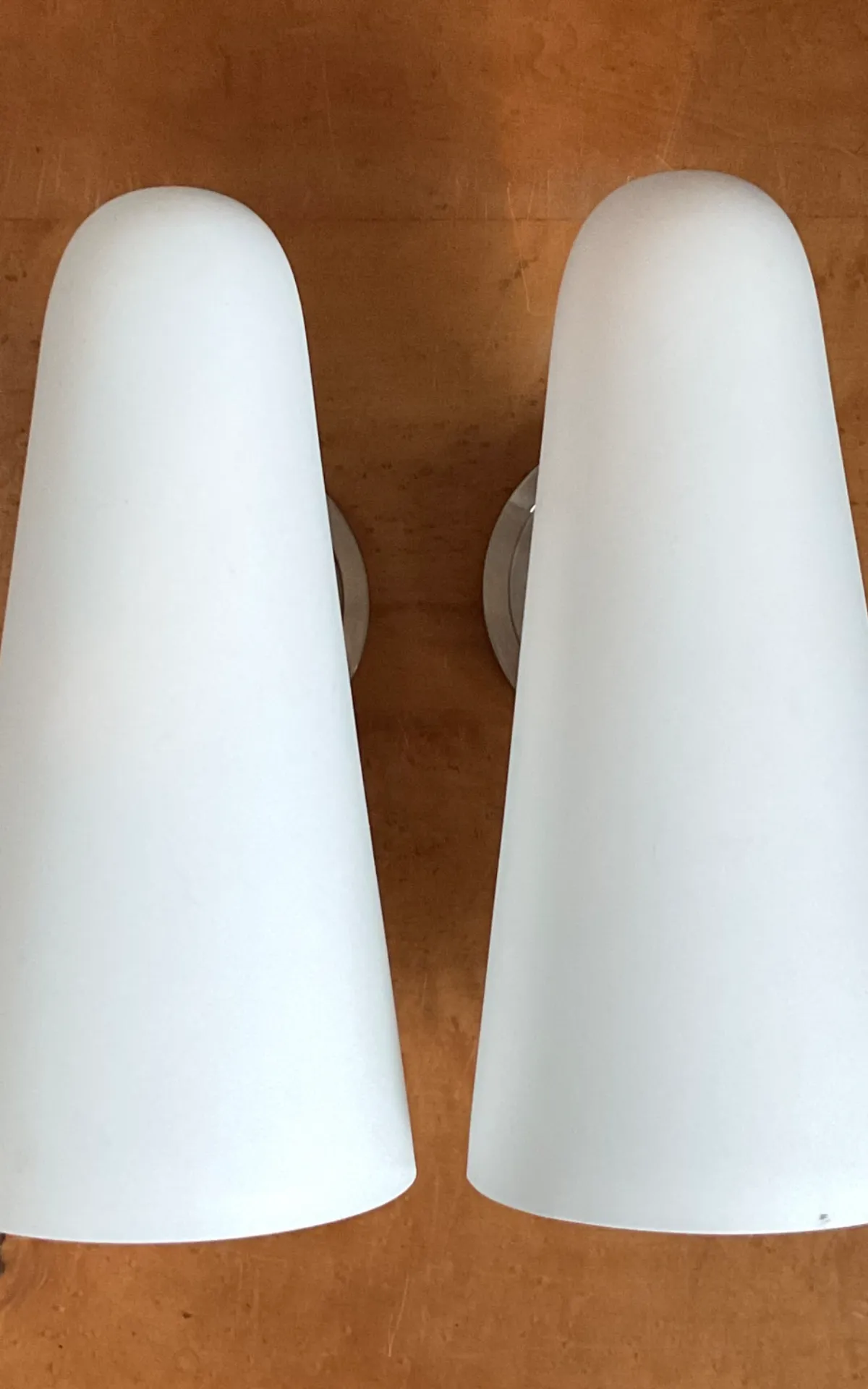 Vintage Frosted Glass Cone Wall Sconces - A Pair