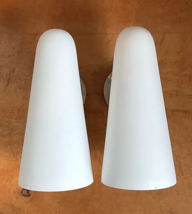 Vintage Frosted Glass Cone Wall Sconces - A Pair — additional photo 1