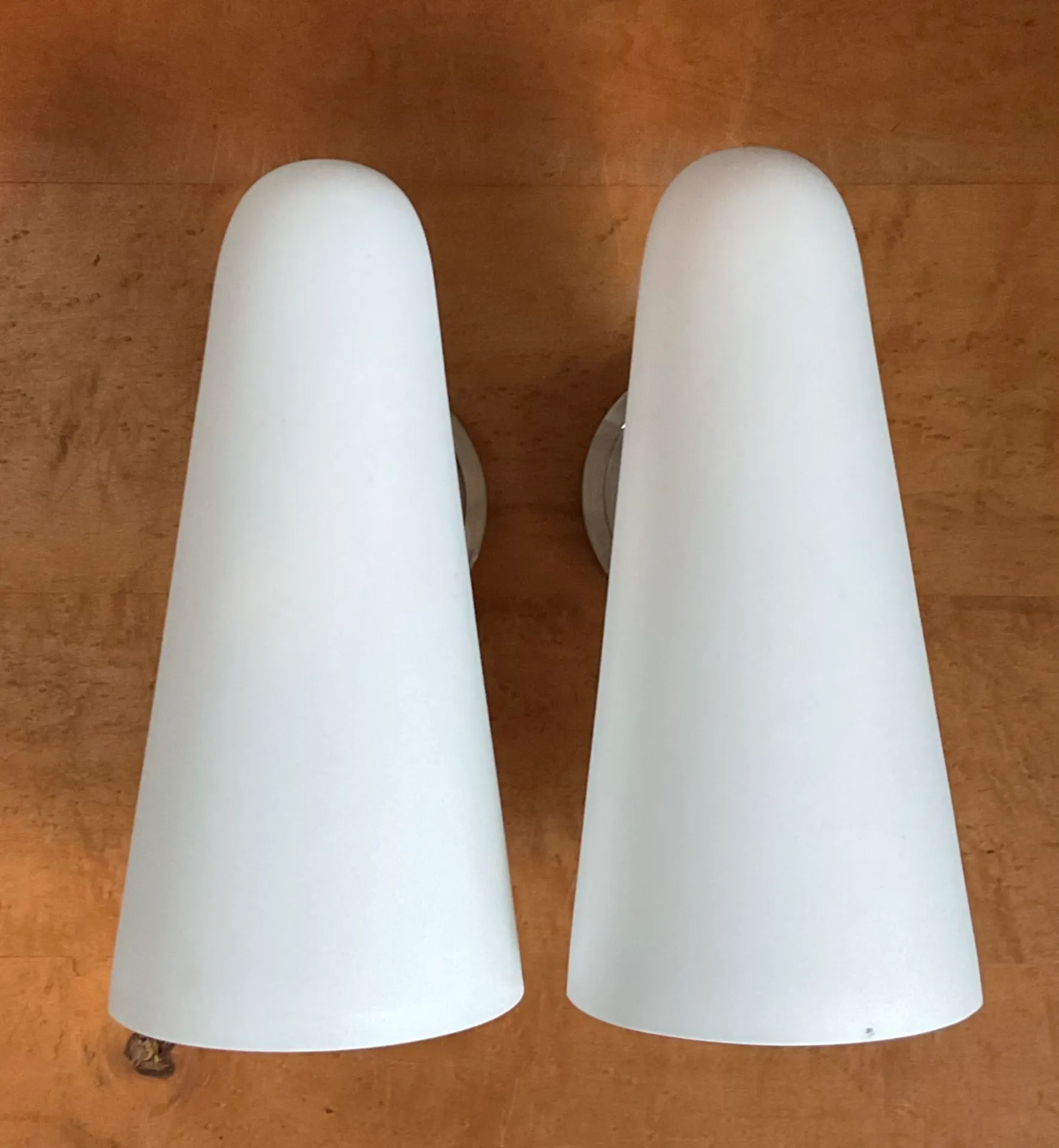 Vintage Frosted Glass Cone Wall Sconces - A Pair — additional photo 3