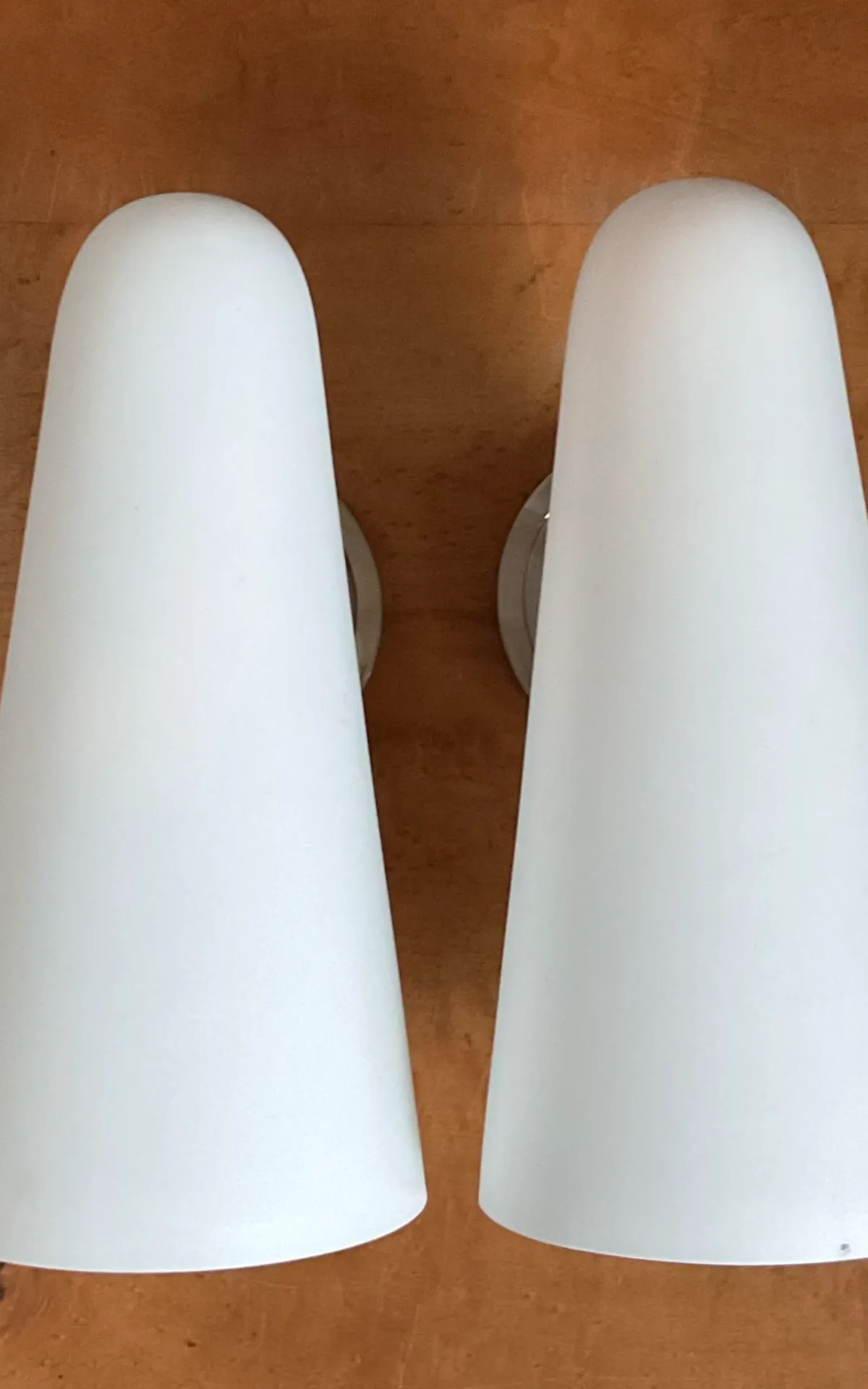 Vintage Frosted Glass Cone Wall Sconces - A Pair — additional photo 3