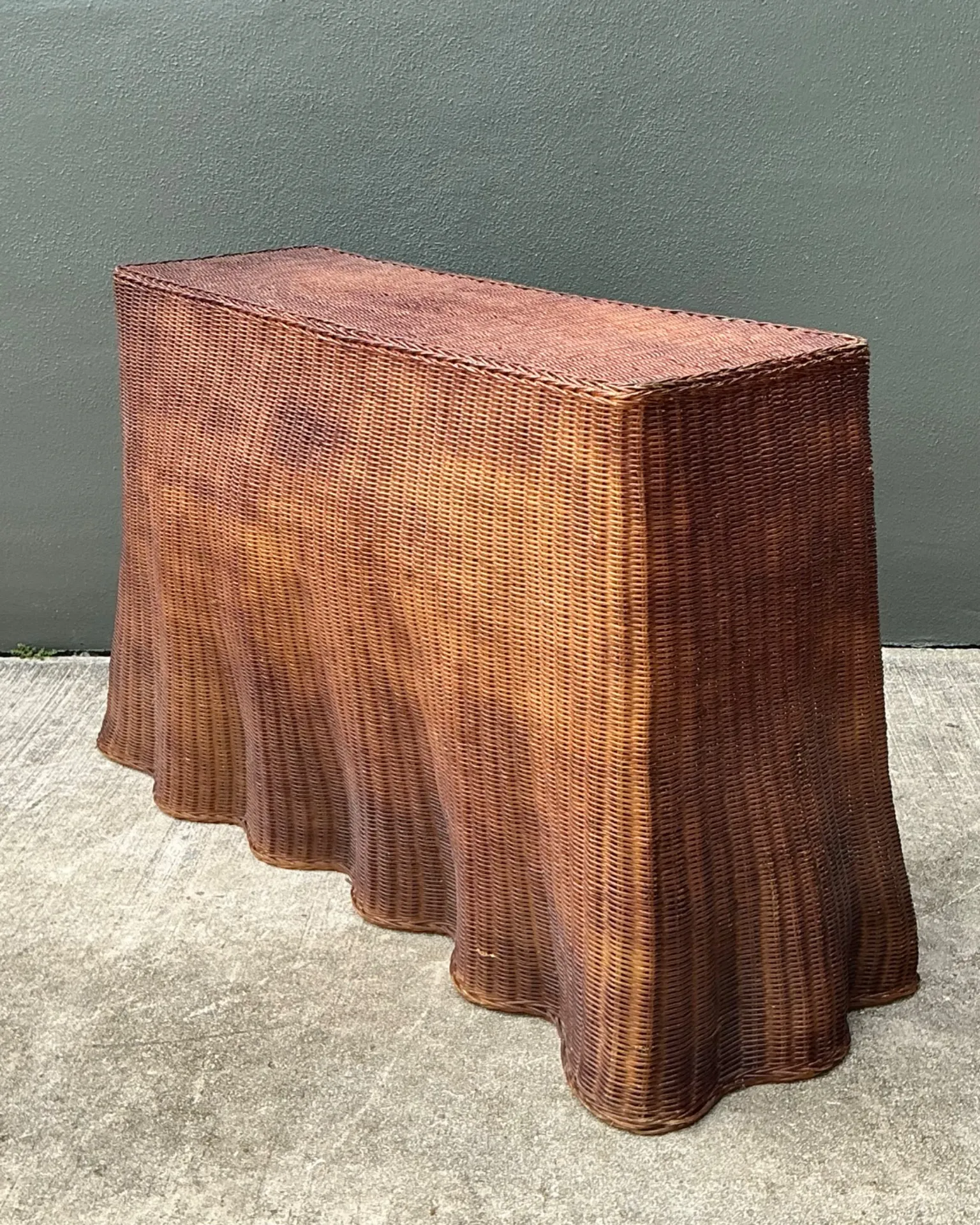 Vintage Woven Rattan Ghost Console Table — additional photo 8