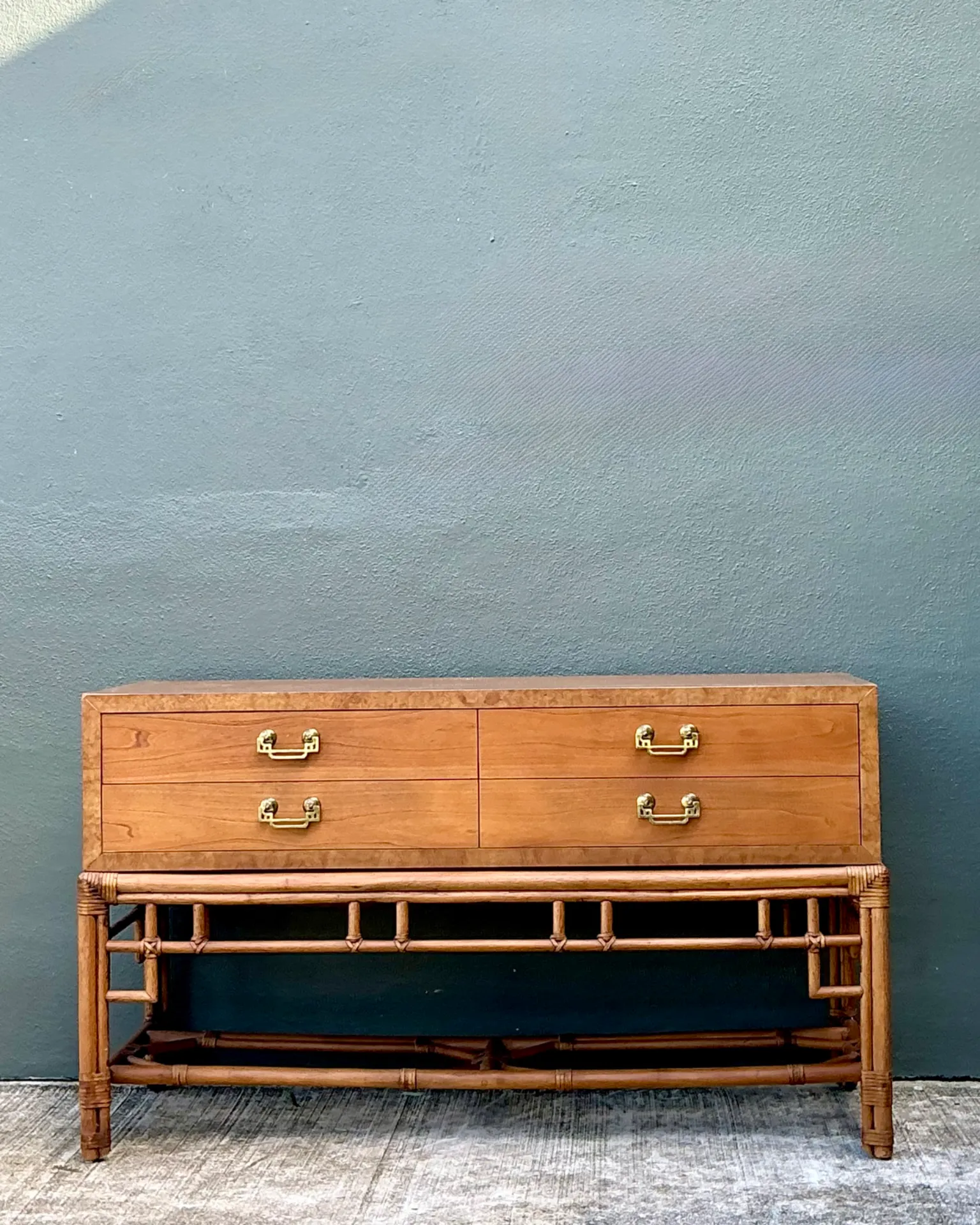 Vintage Ficks Reed Rattan and Wood Sideboard — additional photo 6